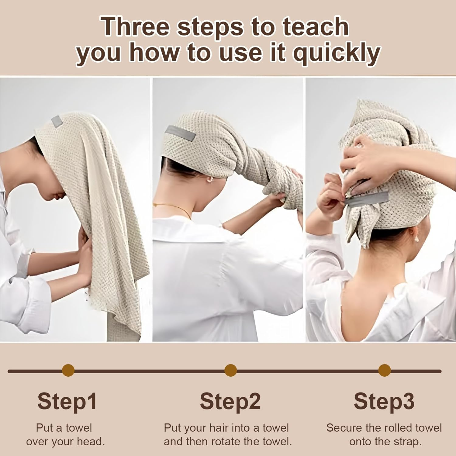 Luxury Large Hair Turban Towel for Women Girls, Quick Dry Super Absorbent Hair Drying Towel with Elastic Band, Soft and anti Frizz Hair Turban Microfibre Towel for Wet Hair Long Thick Curly image number 1