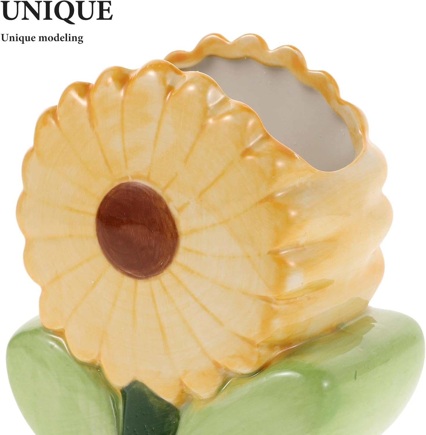 IDEANATEGRATE Aesthetic Pen Holder: Ceramic Flower-Shaped Pencil Organizer - Cute Makeup Brush Holder - Decorative Pencil Cup for Desk Office Vanity Home Decor
