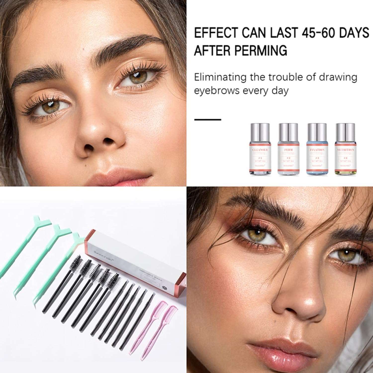 Domary Brow Lift Kit Eyebrow Lamination Set with Eyelash Brushes Combs Plastic Film Brow Perm Kit DIY Eyebrows Lifting Styling Kit for Beautiful Eyebrows Long-Lasting for Salon & Home Use image number 5