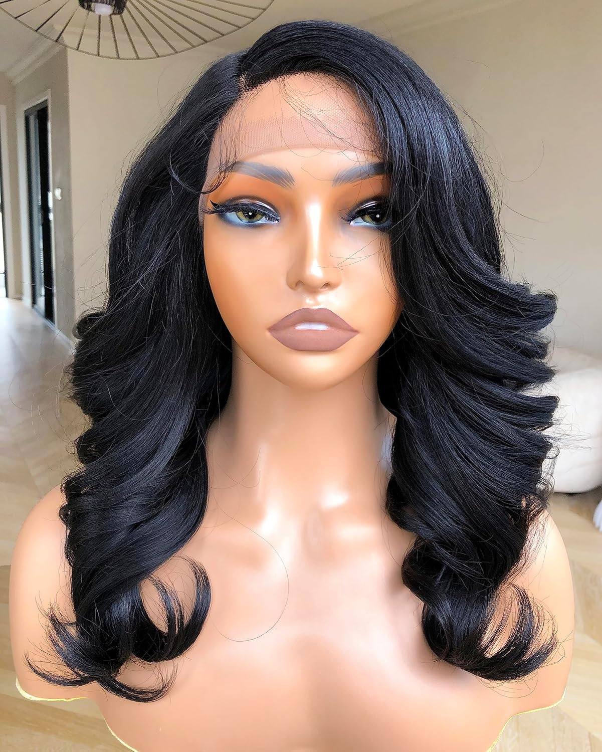 Blackswern Ginger Wig Ginger Orange Body Wave Lace Front Wig, Glueless Lace Wig, Pre-Plucked Pre-Layered Body Wave Wig with Curtain Bangs for Black Women, 24