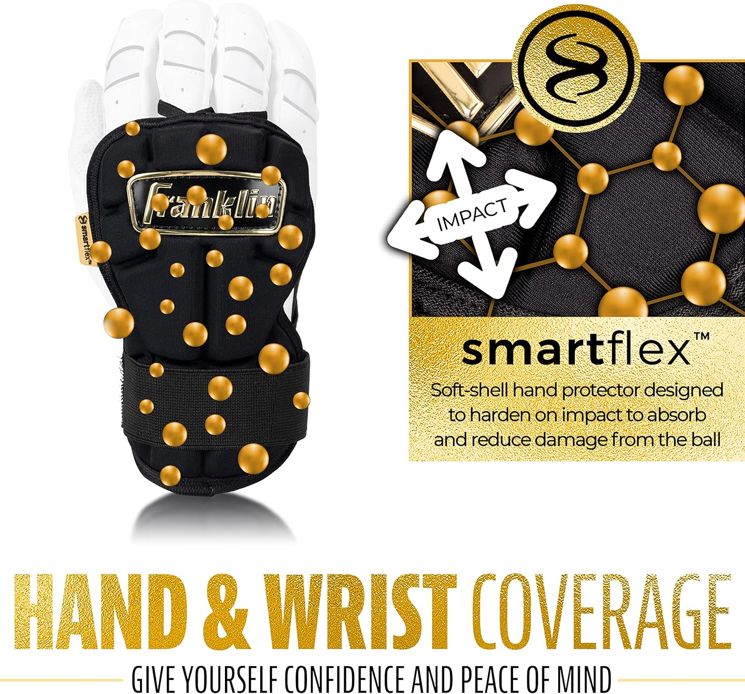 Franklin Sports Baseball Hand + Wrist Guard - PRT LG Series Adult Hand + Wrist Protector for Batting - Protective Hand, Wrist Shield - Right + Left Hand Hitters - One Size - Adult image number 6