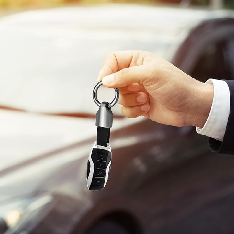 Car Key Chain Ring Clip Universal Detachable Leather,Small Key Fob Accessory with O-Ring Keyrings image number 5