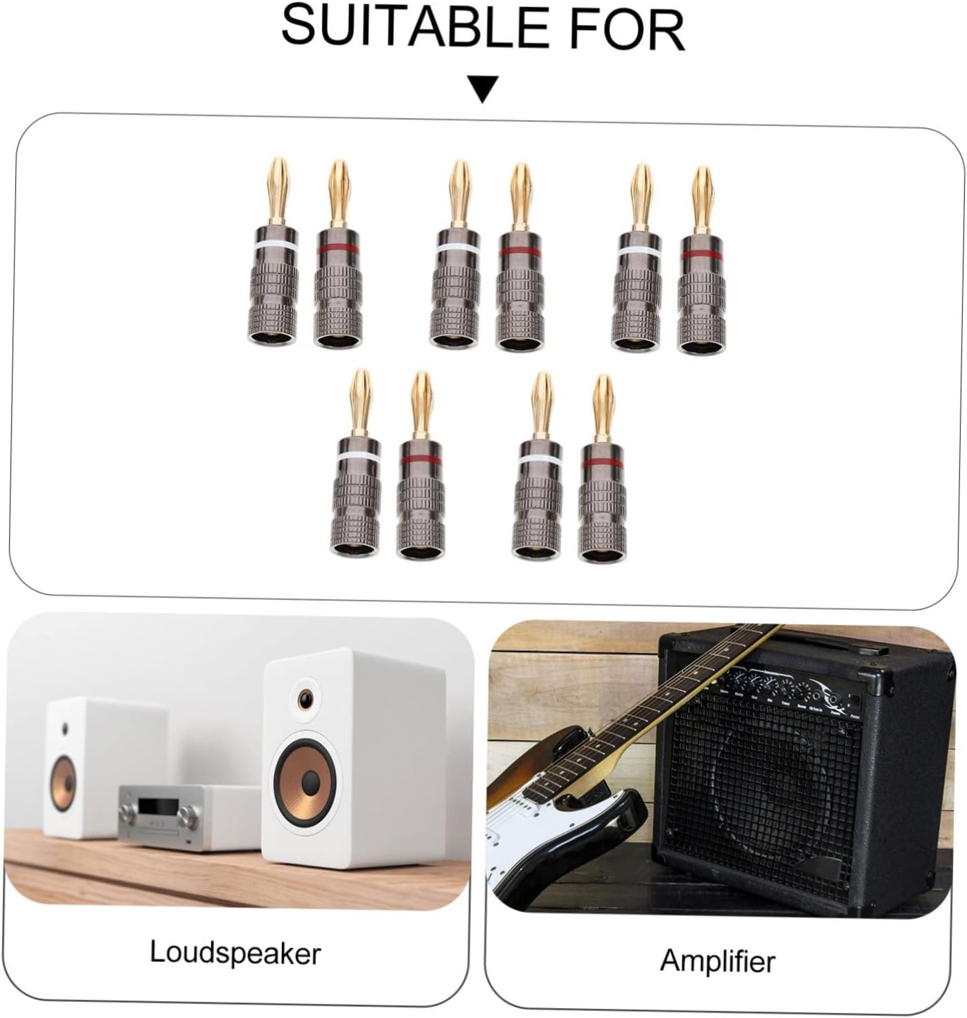 Angoily 10Pcs Gold Plated 4Mm Banana Plugs Speaker Wire Connectors Audio Jack Adapter for Home Theater and Hi-Fi Sound Systems in Australia