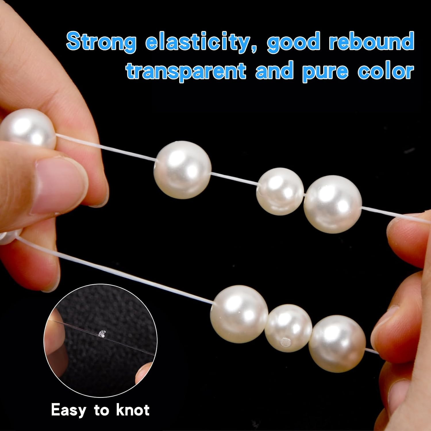 Clear Bracelet Elastic 6 Rolls Clear Bracelet Elastic String, Elastic Cord for Bracelet Making, Durable & Strong Bead Thread, with 3 Bead Needles and 1 Cutter, for Jewellery Making & DIY Bracelets image number 1