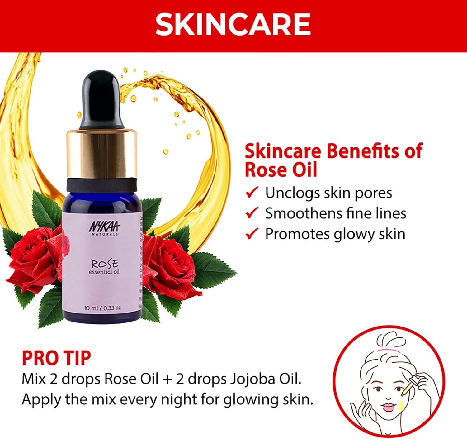 Nykaa Naturals Essential Oil - Rose for Women 0.33 Oz Oil image number 2