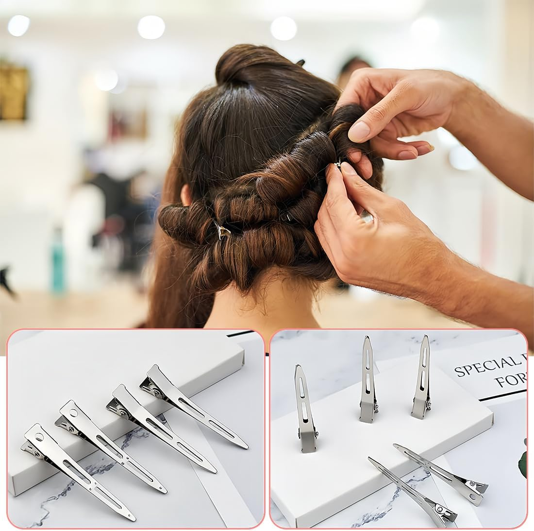 Pack of 50 Entebill Hair Clips Silver Hair Clips 5.5 Cm Hair Clips Hairdressing Alligator Clips Metal Hair Clips for Hair Clips Women'S Clips Hairdressing Salon Girls Hair Styling DIY image number 5