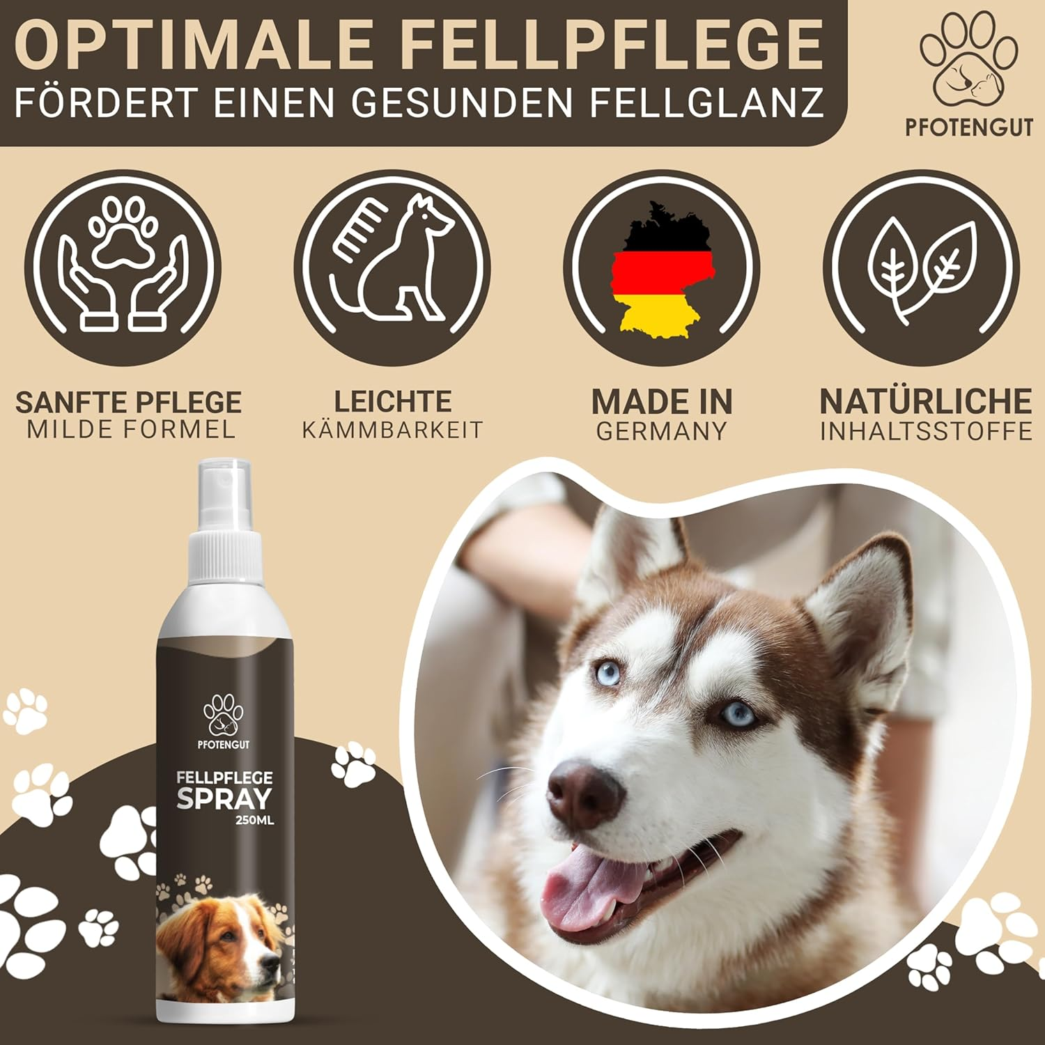 PFOTENGUT&reg; Dog Grooming Spray [250 Ml] - Veterinarian-Developed Care and Detangling Spray for Silky Shiny Coat [Suitable for All Dogs] - with Jojoba Oil and Chamomile image number 4