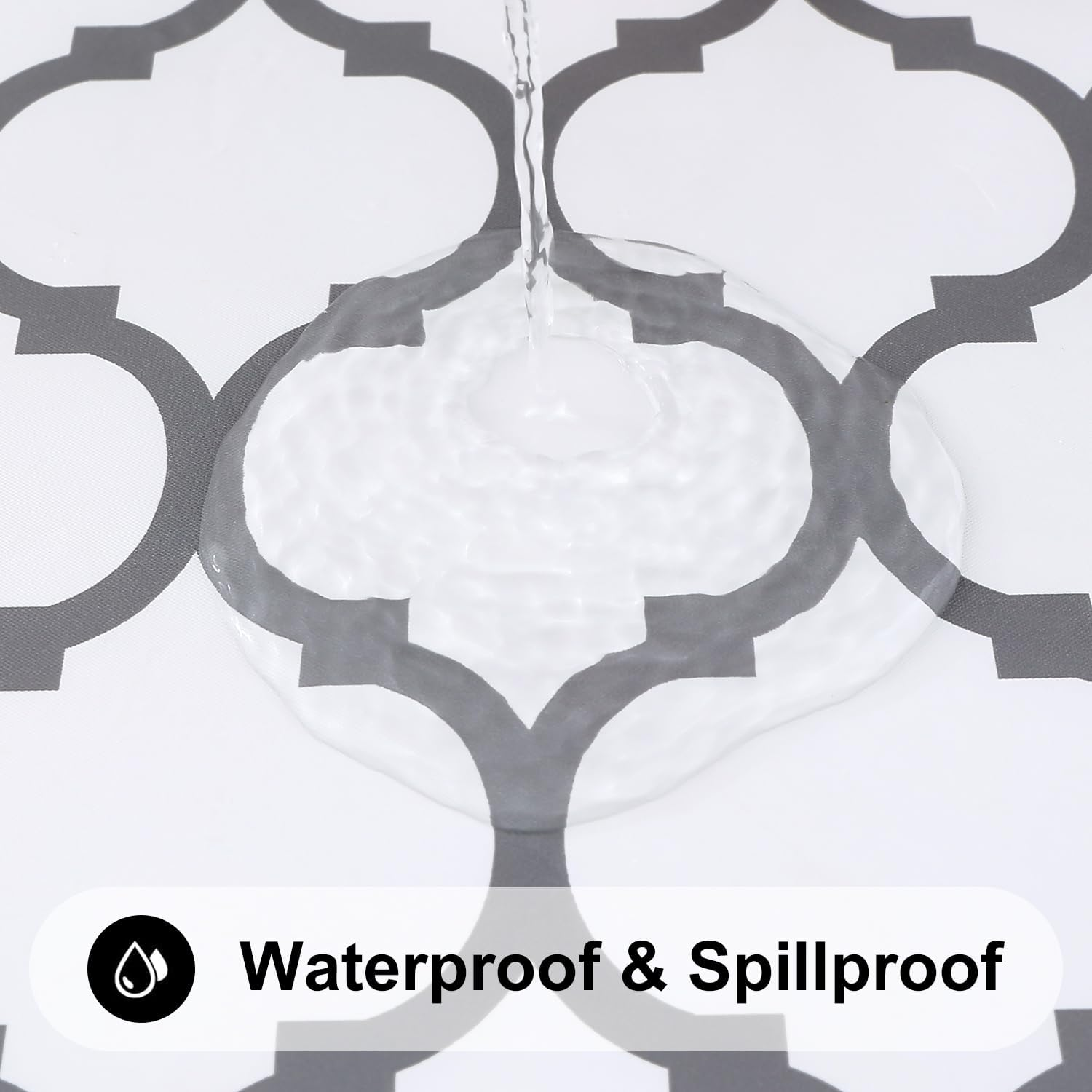 Smiry round Picnic Tablecloth, Waterproof Elastic Fitted Table Covers for 36" - 44" Tables, Wipeable Flannel Backed Vinyl Tablecloths for Camping, Indoor, Outdoor, White image number 7