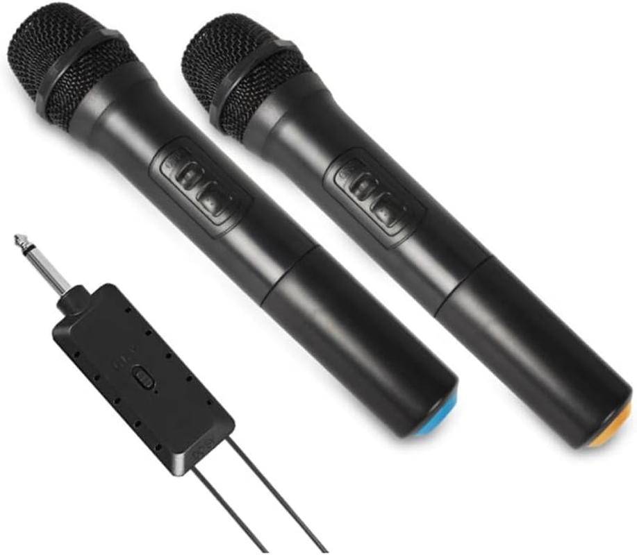 Dual Wireless Microphone, Rechargeable Mic System with Receiver and Anti-Slip Ring, 30-100 Meters Transmission Distance for Karaoke Singing, Public Speech, Wedding, Stage, Outdoor Activity image number 4