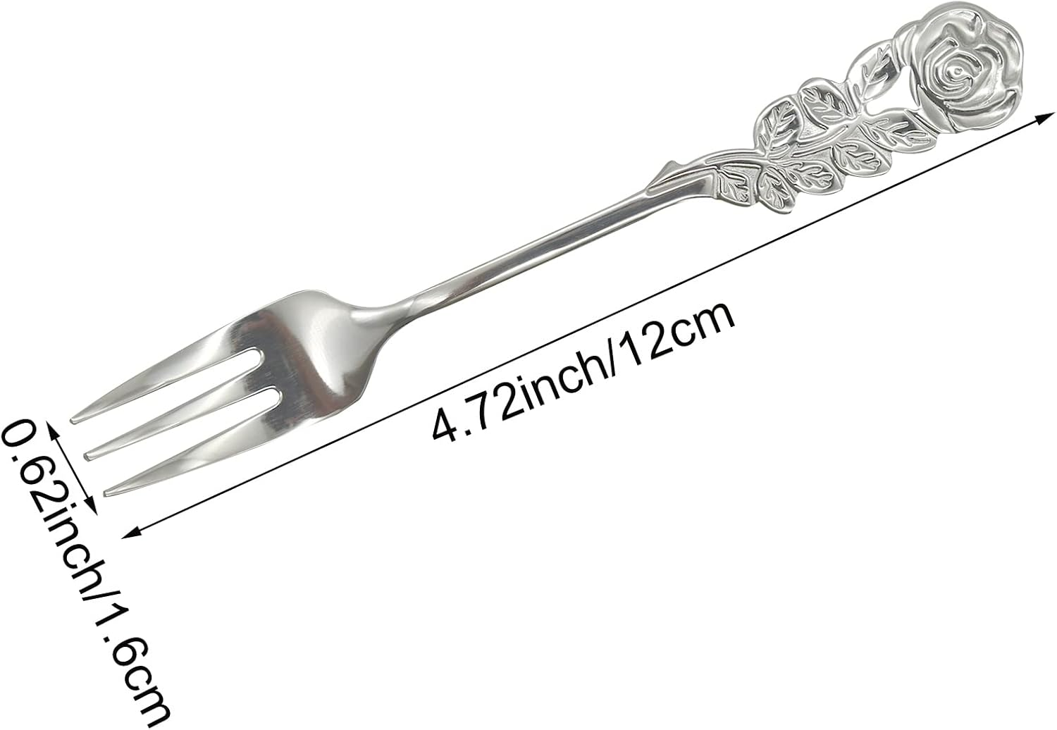 Pinenjoy 2Pcs Rose Handle Spoon Fork Set 4.72 Inch 18/10(304) Stainless Steel Flatware for Coffee Tea Dessert Ice Cream Salad Appetizer