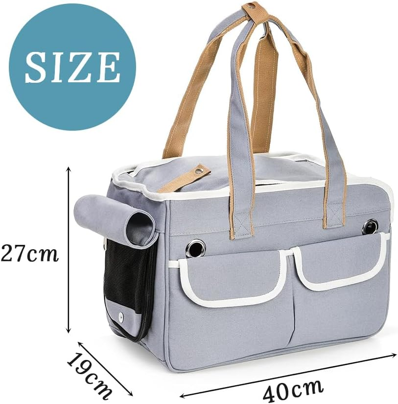 Foldable Pet Cage, Portable Hand-Held Pet Carrier, Soft-Sided Travel Bag with Pocket, Foldable Large Capacity with Shoulder Straps for Travel, Outdoor Camping, Home (Gray) image number 5