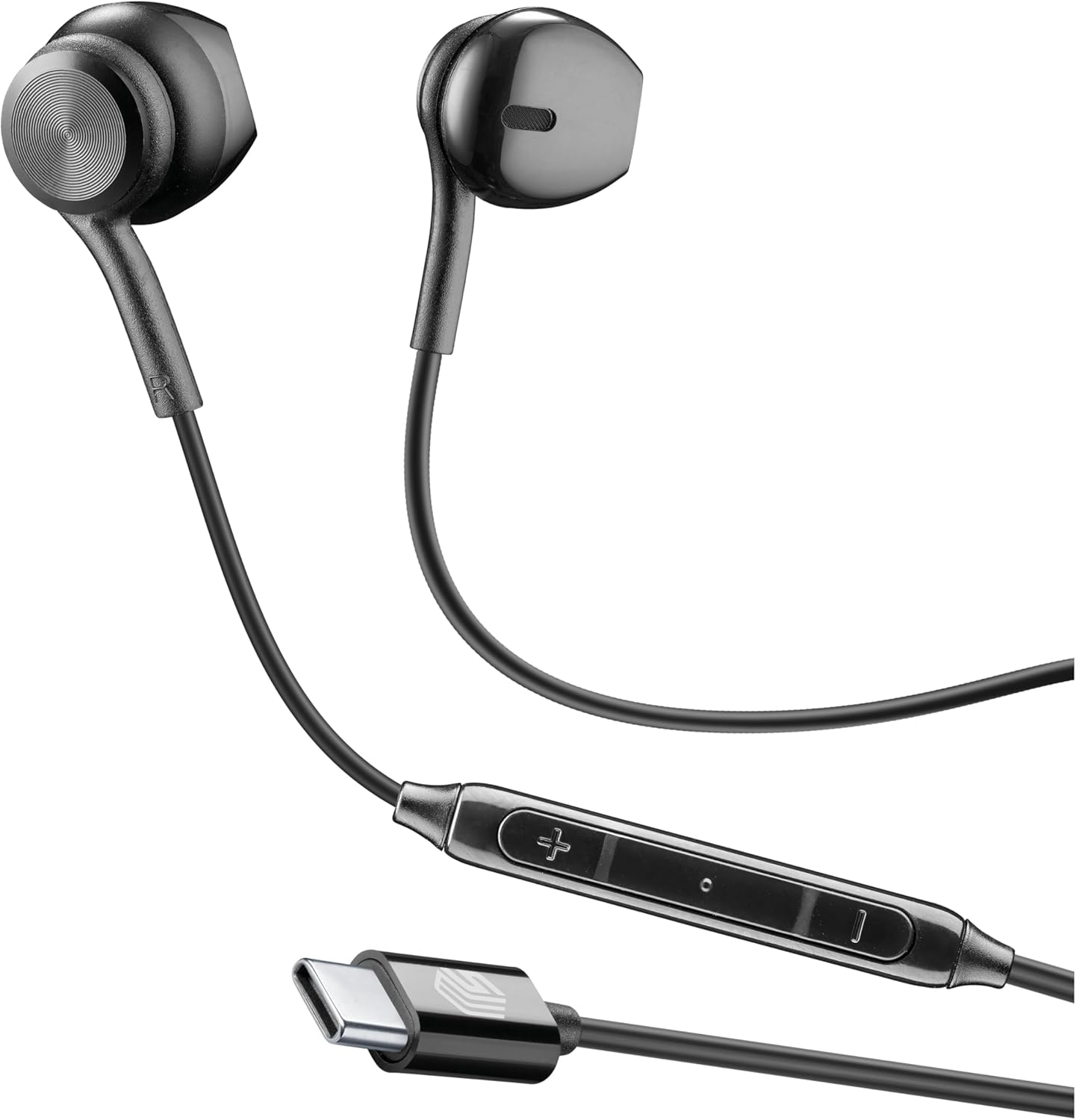 Music Sound - Capsule Headphones - Headphones with Cable and Microphone - USB-C Compatibility - Metal Details - Colour Black