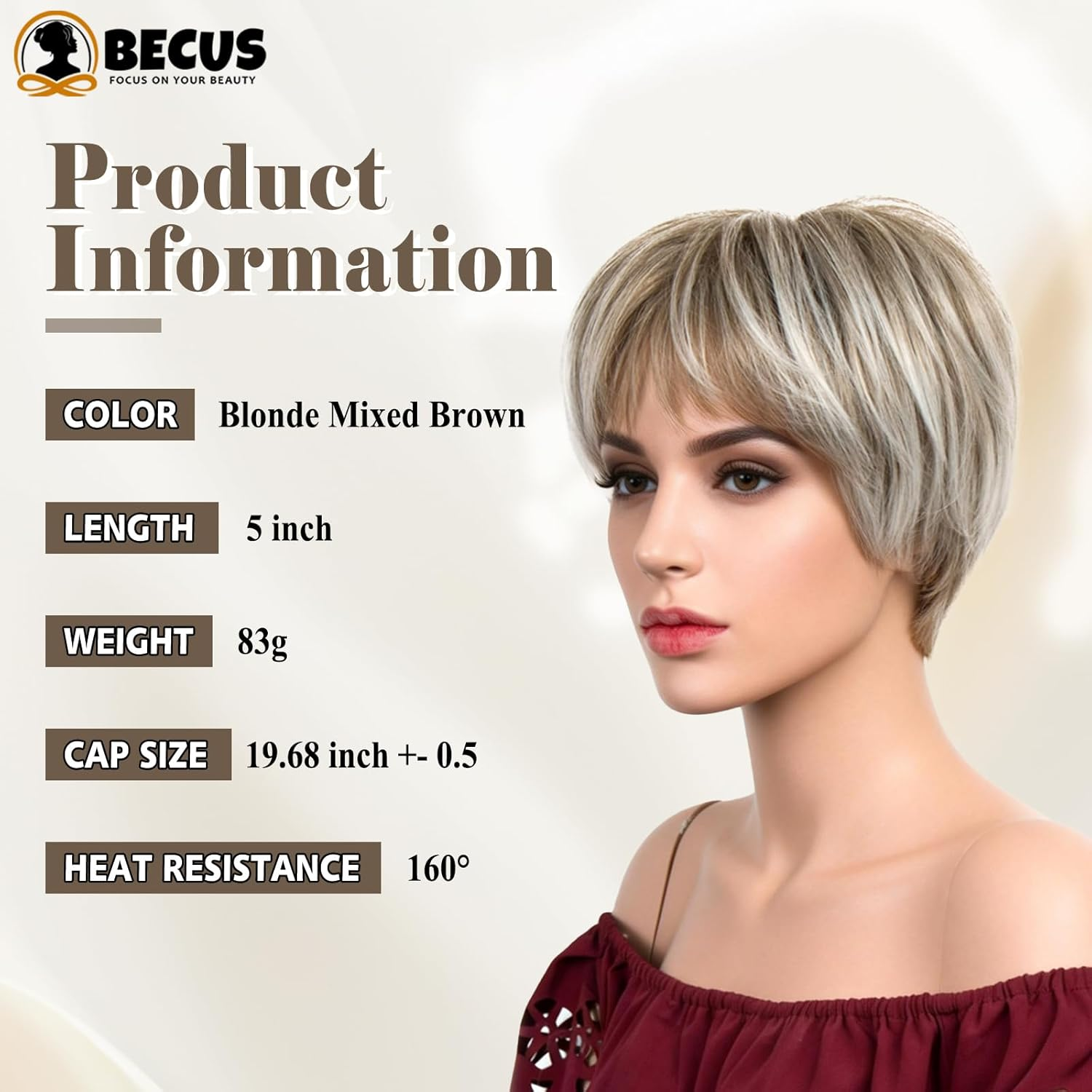 Becus Blonde Wig Short Women'S Pixie Cut Fluffy Synthetic Wig Short Hair Blonde Ombre Dark Root Layered Hair with Fringe Wigs for Women Daily Use (Ash Blonde) - Blonde Bob image number 7