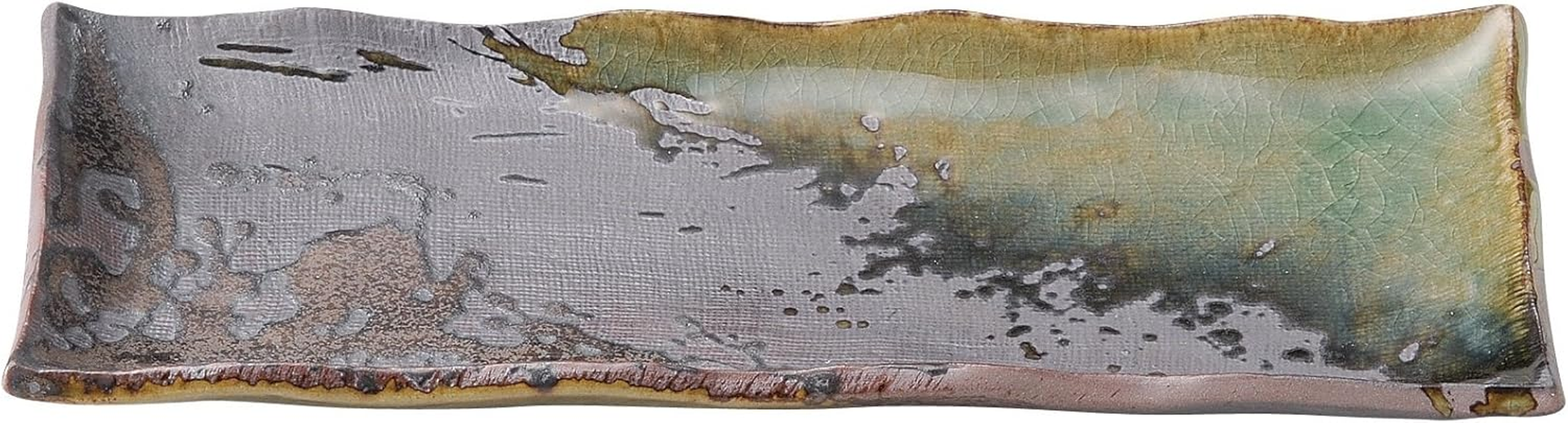 Banko Ware 16049 Sanma Plate, Rectangular Plate, IGA Gold Color, Made in Japan image number 1