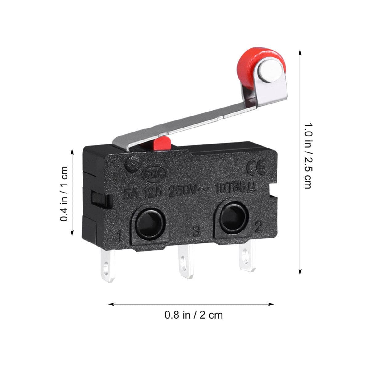 10 Pieces Micro Momentary Hinge Roller Lever Arm SPDT Micro KW12-3 AC 250V 5A SPDT 1NO 1NC image number 2
