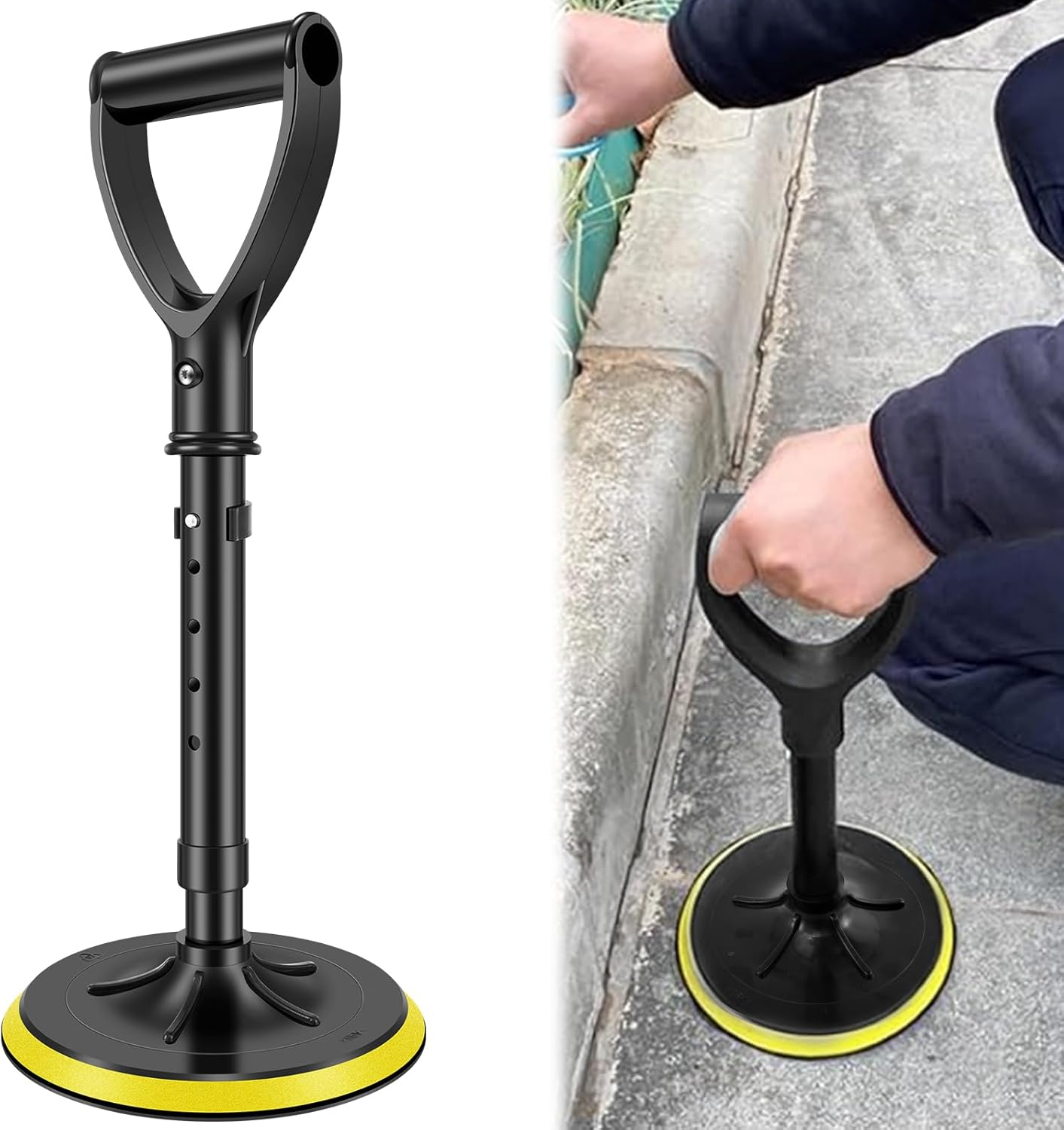 Adjustable Mobility Aid Tool 5 Height Levels Standing Aid Device Stable Standing Assist Device with 7 Inch Base Multifunctional Elderly Lift Assist Device Supports Equipment for Rising Indoor