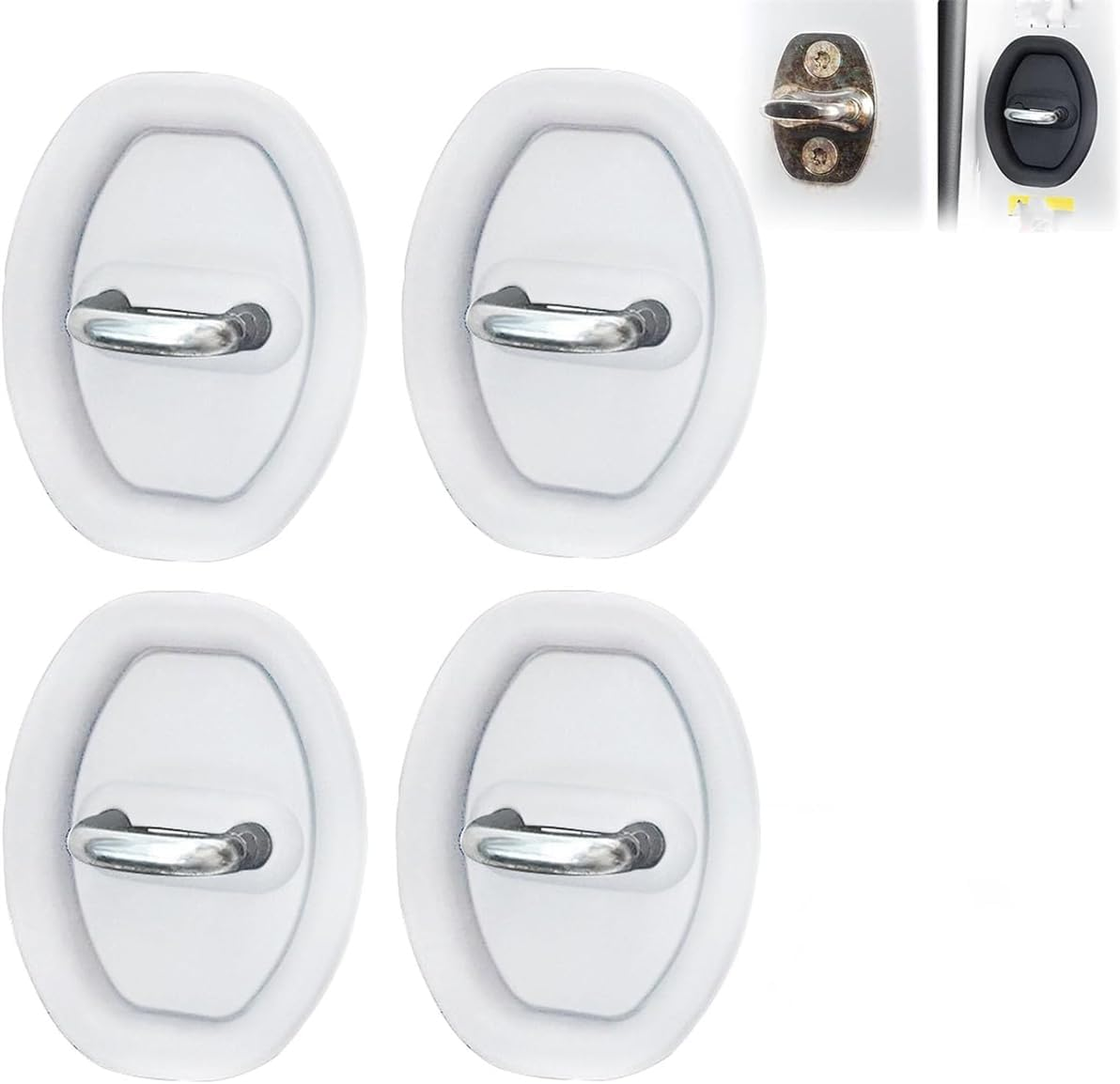 Car Silicone Door Latch Protective Cover, Vehicle Doors Locks Guard Stopper Set, Door Lock Protective Cover for Car (4Pcs, White)