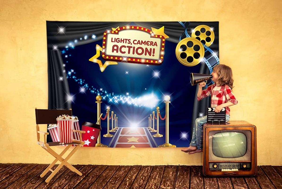 Hollywood - Movie Theme Photography Backdrop and Studio Props DIY Kit. Great as Dress-Up and Awards Night Ceremony Photo Booth Background, Vintage Costume Birthday Party Supplies and Event Decorations image number 3