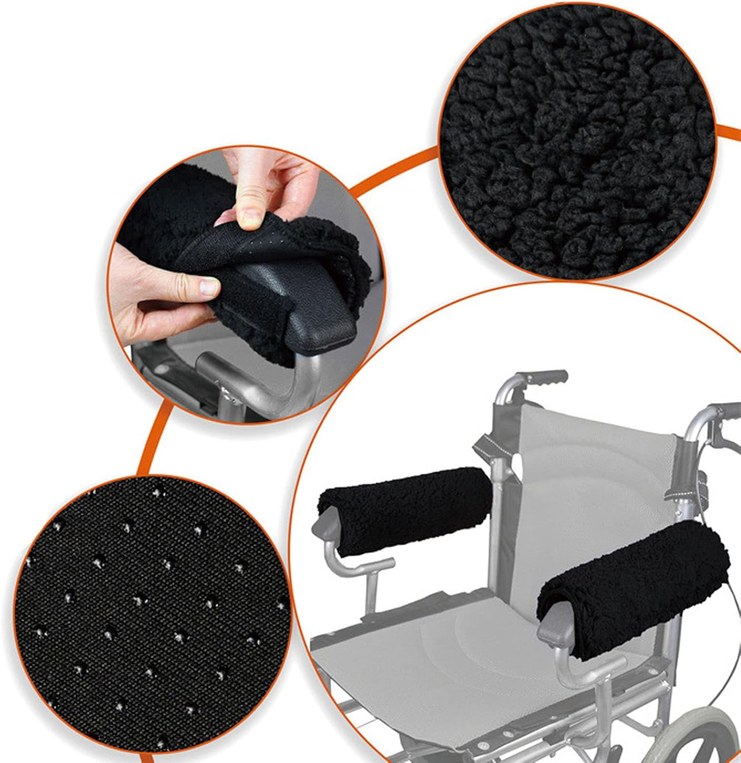 Memory Foam Wheelchair Armrest Pad Cover Removable Wheelchair Armrest Accessories for Office and Chair, Pair - Soft Support Cushion image number 6