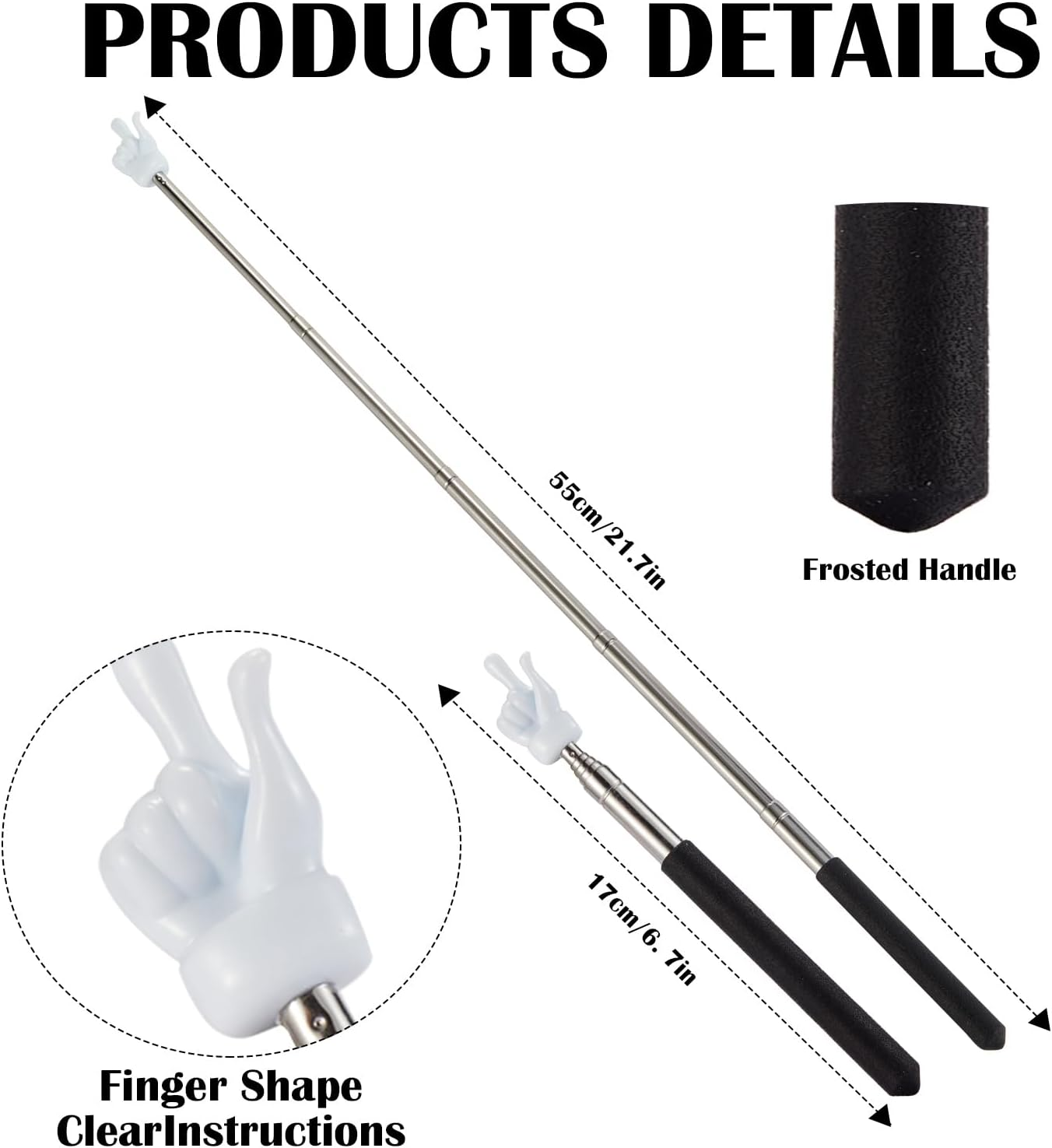 4 Pcs Telescopic Teachers Pointer for Classroom, Extendable Hand Pointer Finger Pointer Stick, Mini Retractable Pointing Stick for Elementary School Kindergarten Teacher, Black/Blue/Pink/Purple image number 6