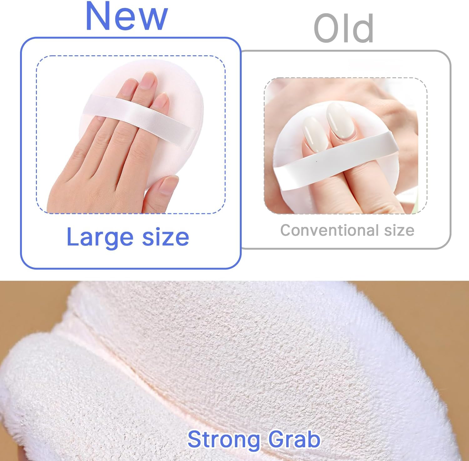 2 Pcs Powder Puff,3.14 Inch Powder Puffs for Body Powder Face Loose Powder Large(White) image number 1