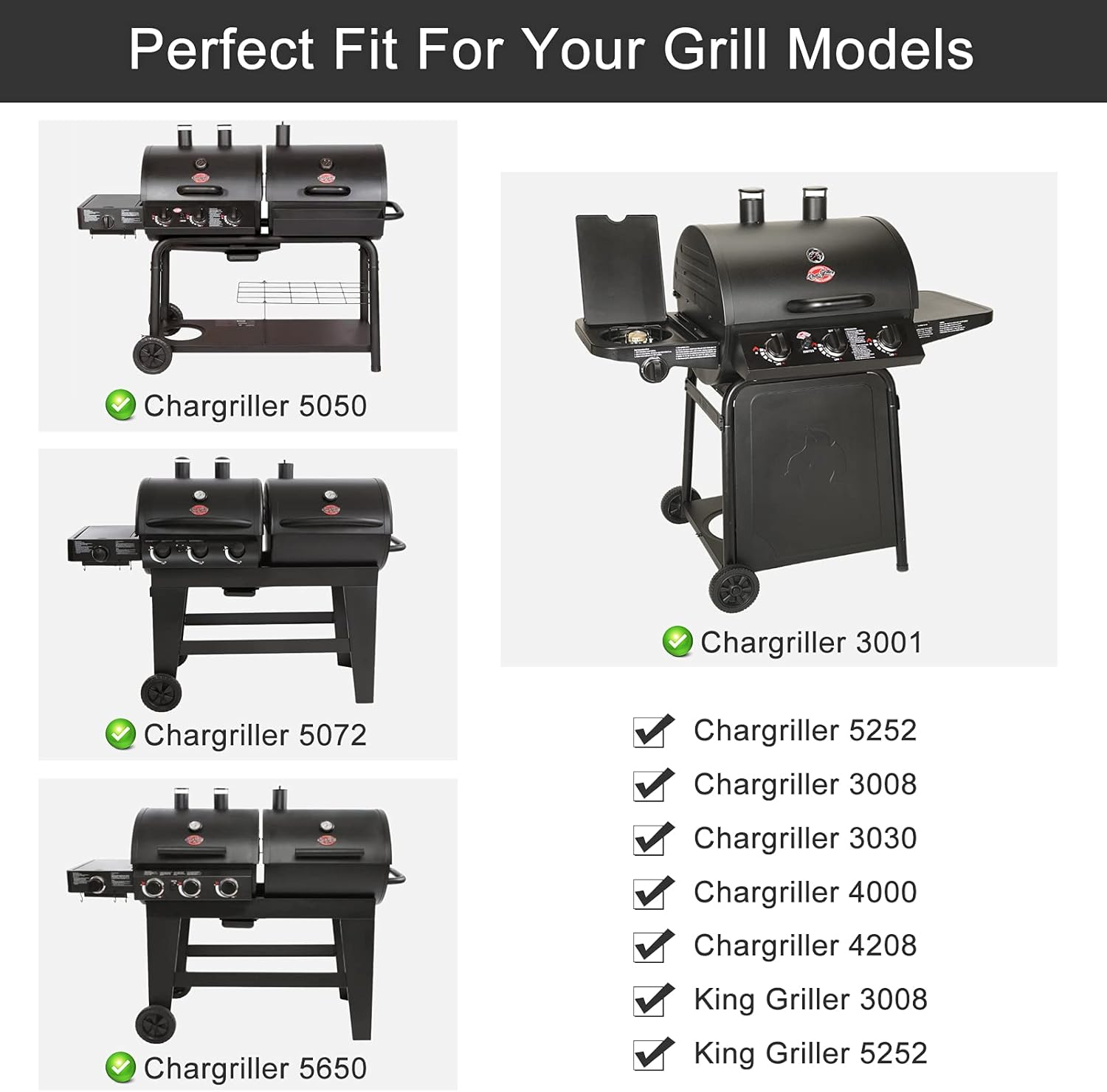 Criditpid Heat Plates Shield Replacement Parts for Char Griller 5050, 5650, 3001, 5072, 3008 Grill, Stainless Steel Heat Tent Burner Cover Flame Tamers for Chargriller Duo 5050, King Griller 3008 5252 image number 3