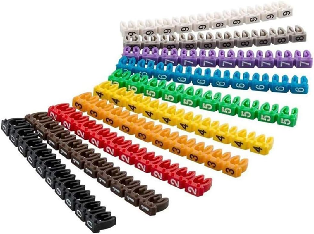 150Pcs 6Mm Number 0-9 Cable Markers Colorful Marking Number Label for 2-3Mm Wire image number 2