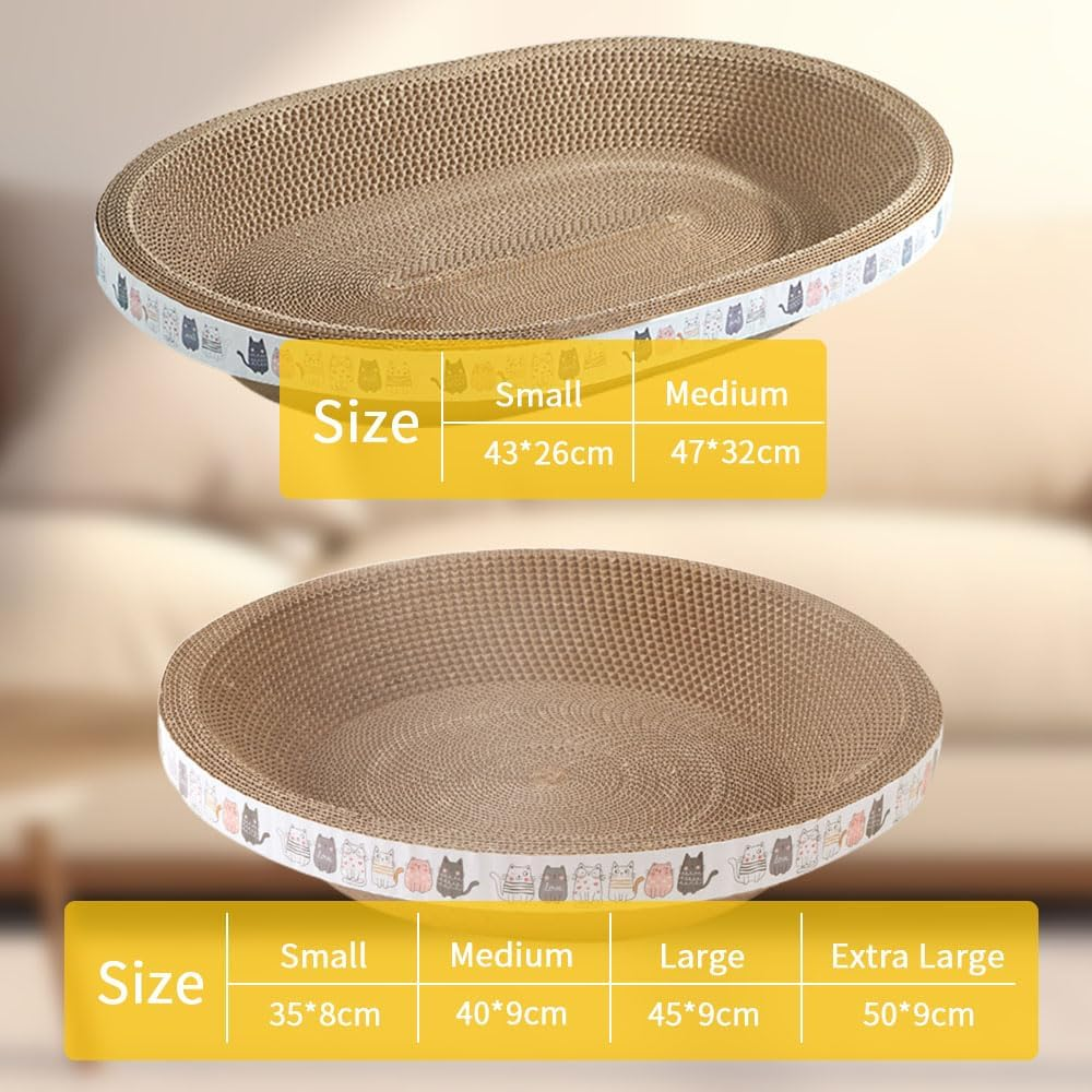 Cardboard Cat Scratcher, 2024 Density Oval-Shaped Cat Scratch Cat Scratch Post for Furniture Protection, Cat Scratcher Bowl Cardboard for Indoor Cats Sleeping (Small, Round)