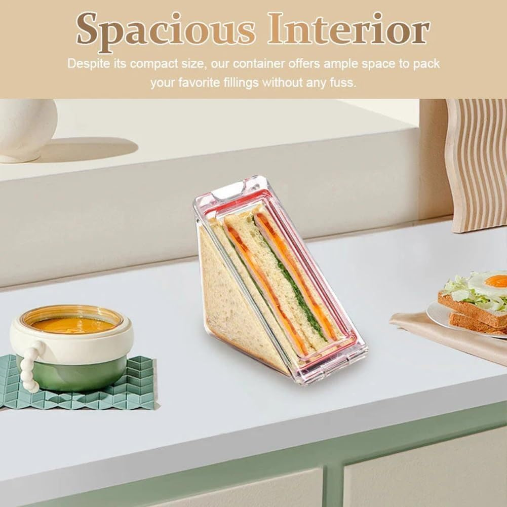 2Pcs Triangle Sandwich Container, Triangle Sandwich Container Reusable, Washable Sandwich Box, Portable and Acrylic Clear Sandwich Boxes and Lunch Wedge Boxes with Lids, Sandwich Bento Box image number 4