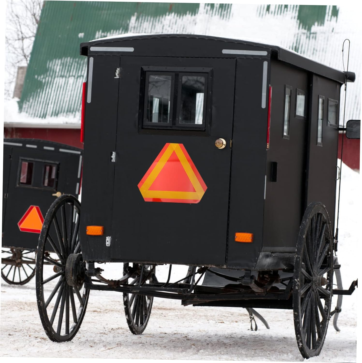 Ciieeo 2Pcs Triangle Reflectors for Car, Aluminum Slow Moving Vehicle Warning Sign, Reflective Vehicle Triangle Warning Plate for Road Safety image number 3