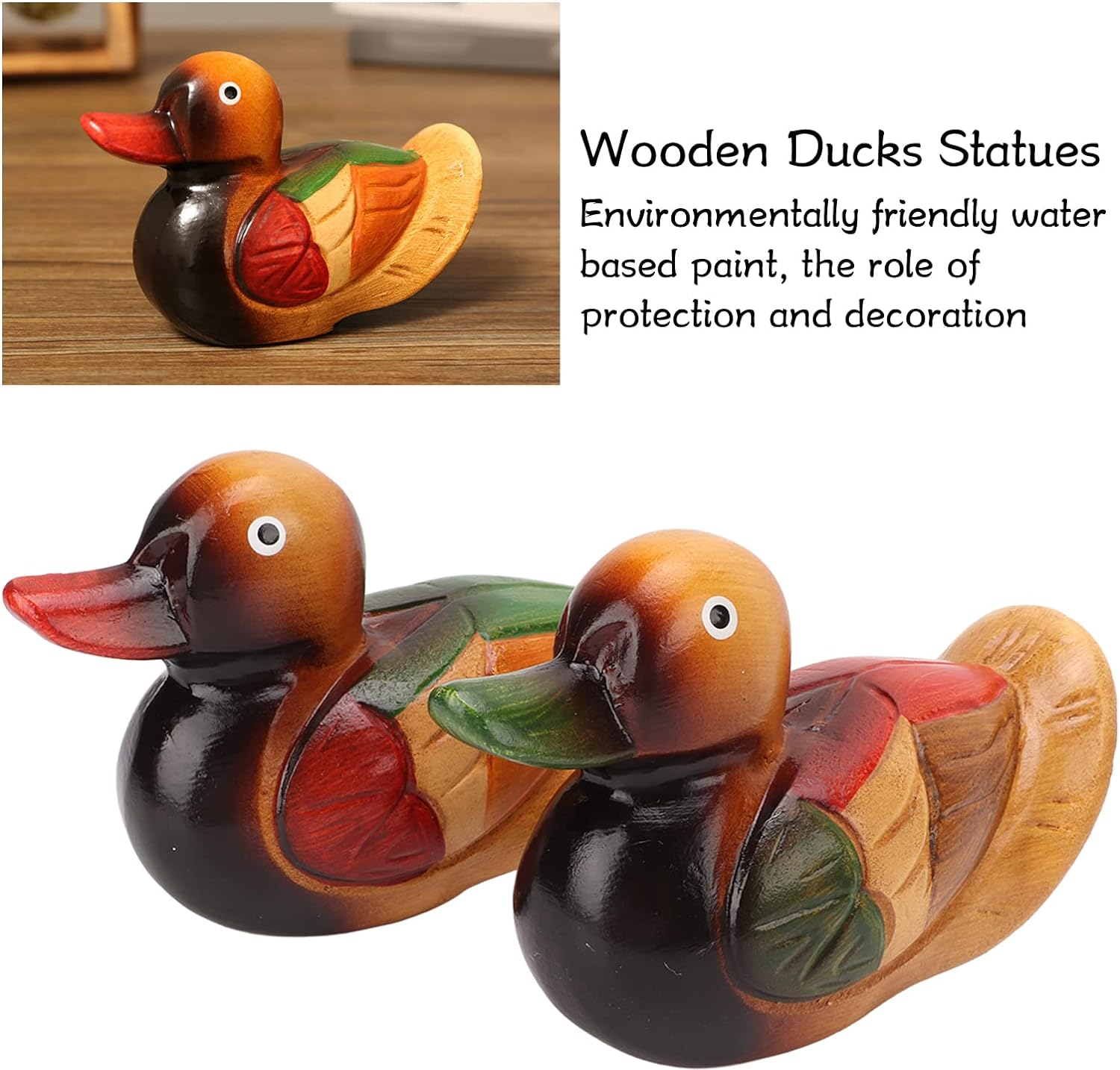 Mandarin Ducks Pair, 2Pcs Chinese Mandarin Ducks Feng Shui Figurine Statue Yuan Yang Love Birds Statue Couple Bird Decor Valentines Day Gifts, Feng Shui Home Dcor image number 6