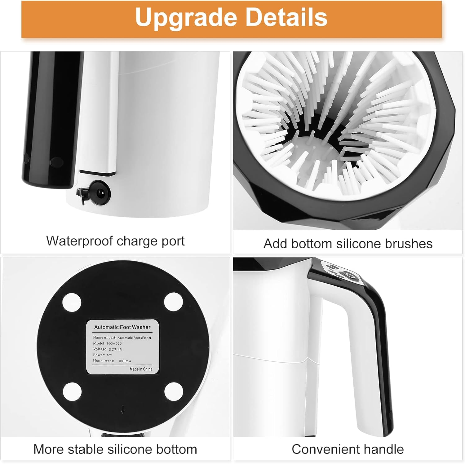 MYPIN Automatic Dog Paw Cleaner, 7.4V Rechargeable Dog Paw Washer Cup, 2-In-1 Portable Pet Paw Cleaner with Soft Silicone Brush, Suitable for Big Dogs and Cats with Muddy Paws (Black)