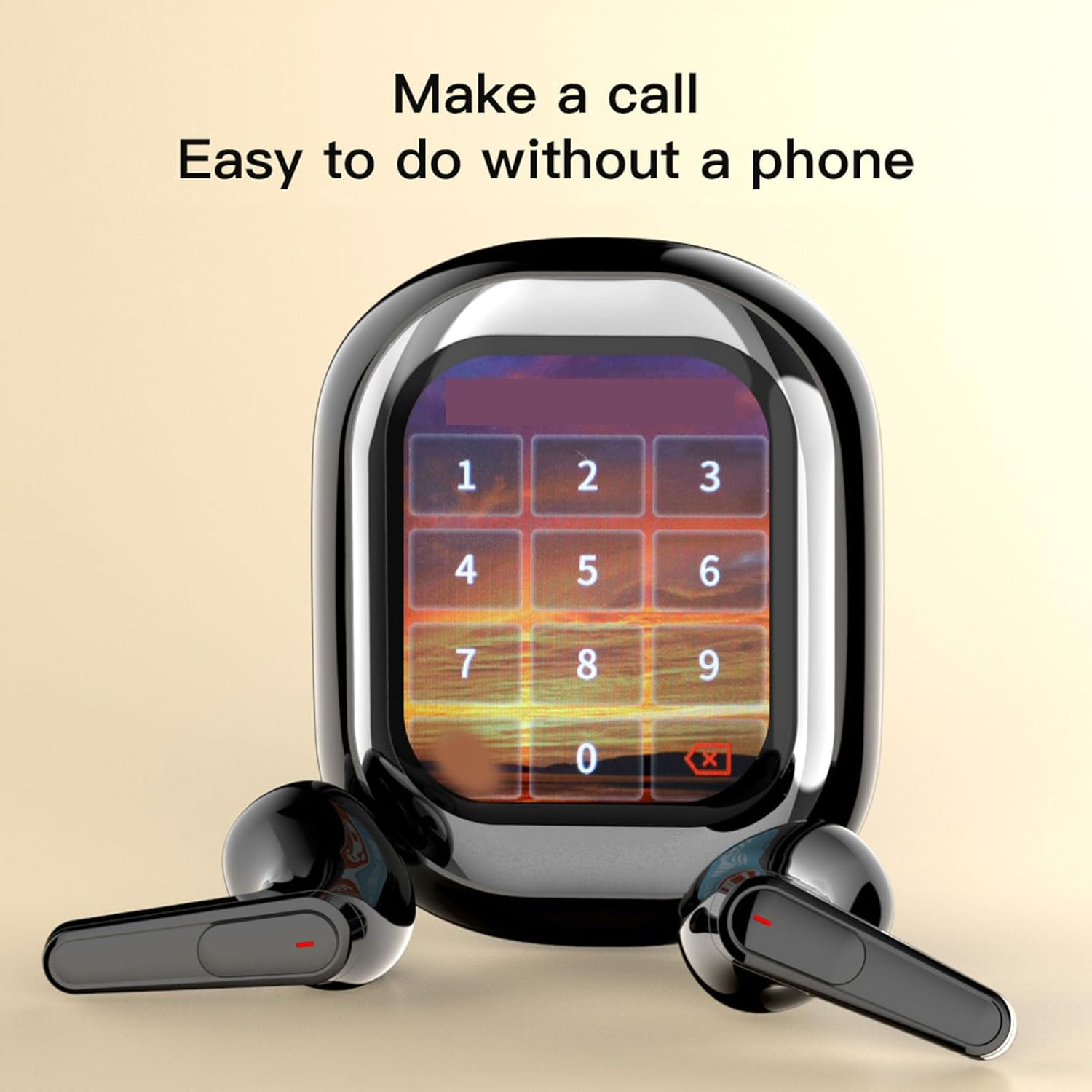 Luocute BT Headphones, 50H Playback Lightweight in Ear Earbuds with Smart Screen Charging Case, Noise Cancelling, 17 Functions, Real Time Notification for Study Work Life image number 6