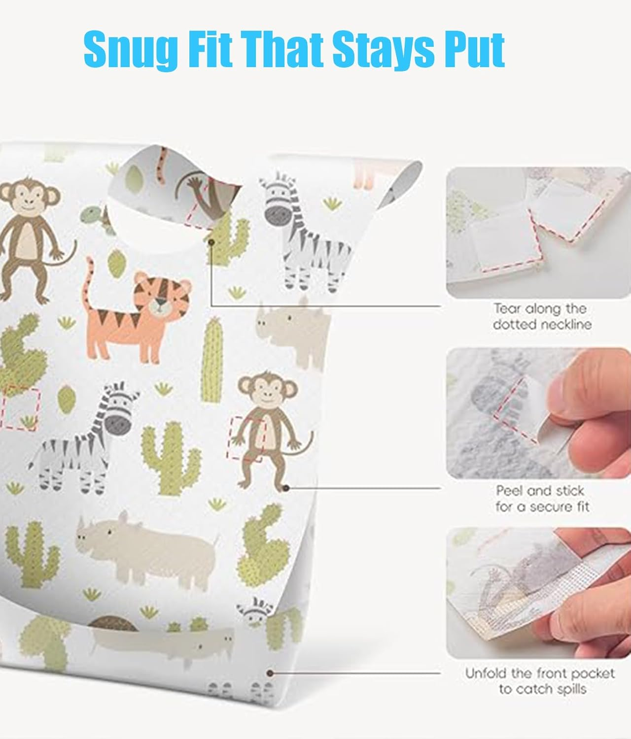 Baby Disposable Bibs-Individually Packaged, 50PCS Disposable Bibs for Toddlers,Baby Bibs for Eating,Convenient Travel Friendly image number 2