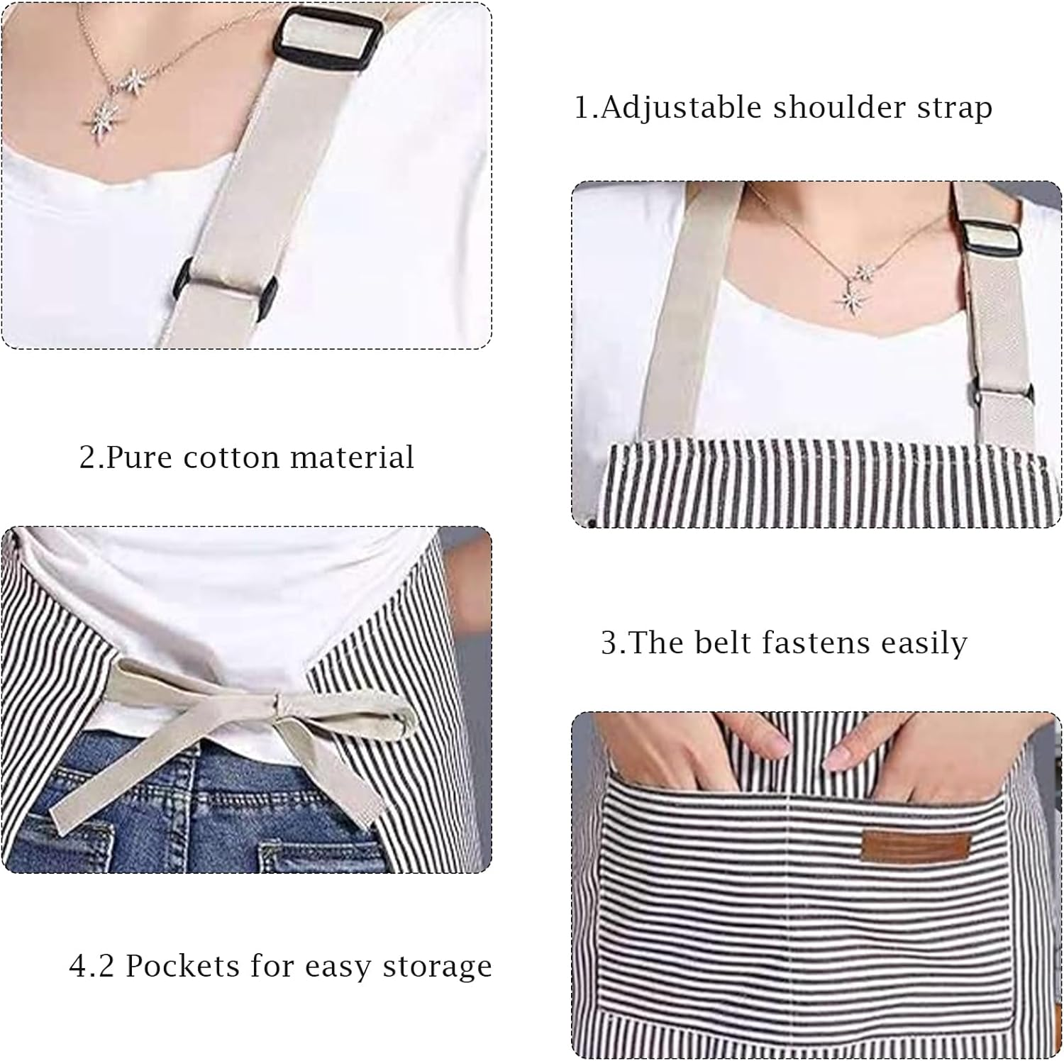 Sihuitu Adjustable Apron Unisex Apron with Pocket Cooking Kitchen Chef Aprons for Women Men Home Kitchen Butchers BBQ Restaurant - Grey image number 3