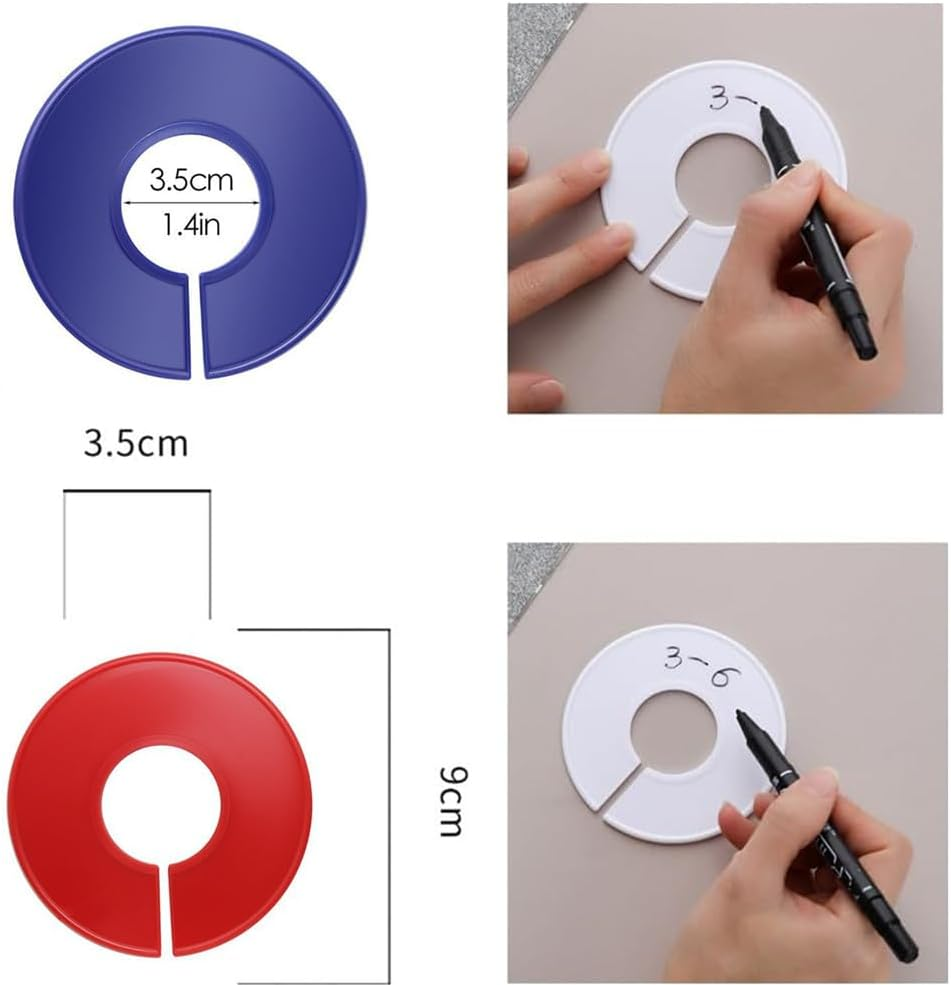 16Pcs Closet Dividers, round Clothing Rack Dividers Plain Closet Dividers for Hanging Clothes, Color Plastic Hanger Tags Clothing Rack Dividers round Closet Labels Reusable Wardrobe Hanger Separator