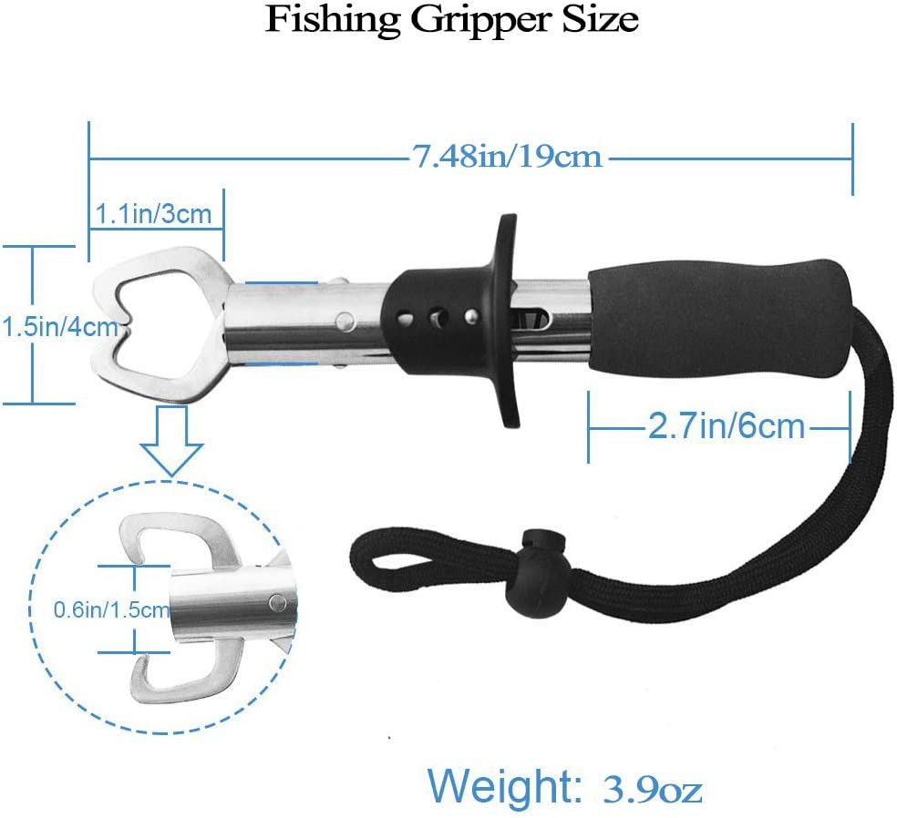 Fishing Net Fishing Landing Net Collapsible Telescopic Fishing Nets for Safe Fish Catching or Releasing with Fish Gripper Fishing Gear Tool Set image number 3