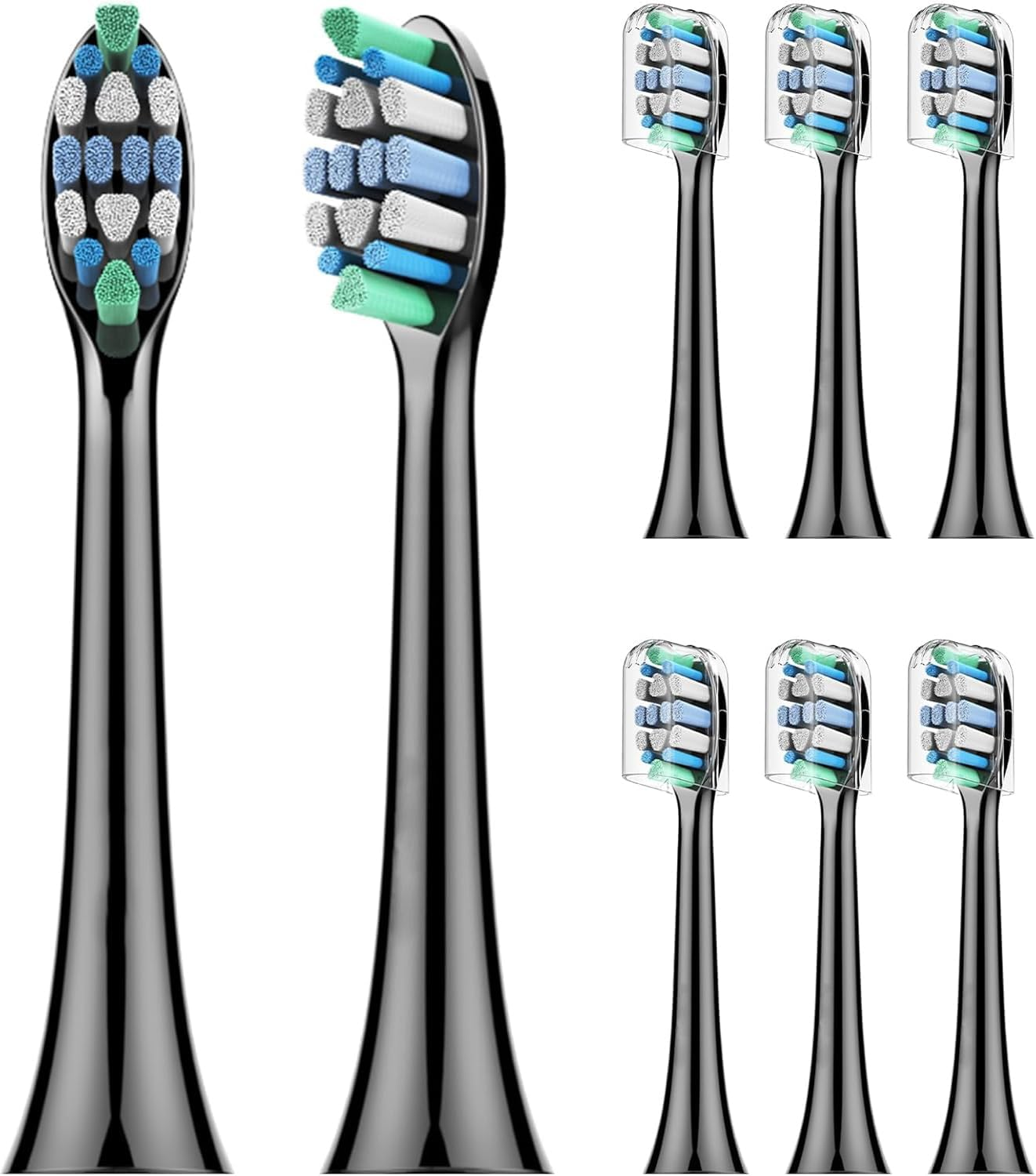 Replacement Toothbrush Heads Compatible with Philips Sonicare 2100 4100 4300 5100 9000, Optimal White, W2 C2 A3 Brush Head with Covers, Standard Toothbrush Heads