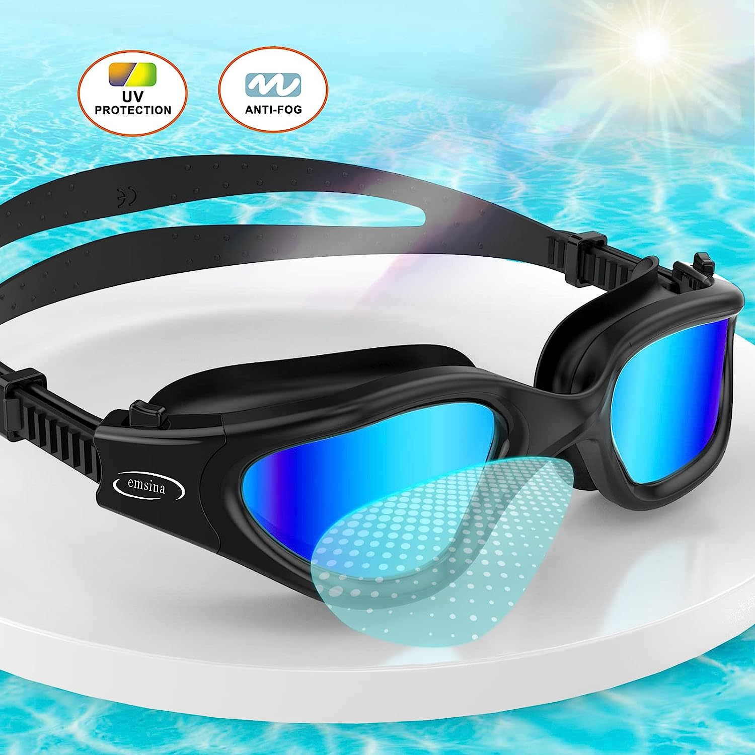 Swim Goggles, Polarized Swimming Goggles Anti-Fog for Adult Men Women image number 3