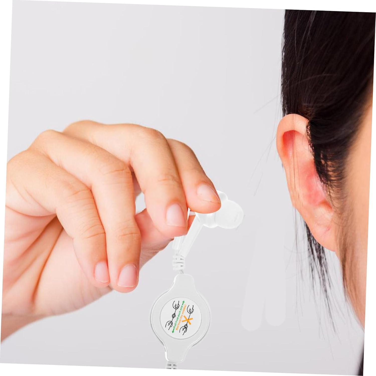 HEALSOPTHY Retractable In-Ear Earbuds Wired Earphones 3.5Mm Connector for Boys and Girls and Digital Devices White Cable Adjustable Length for Travel and Daily Use image number 5