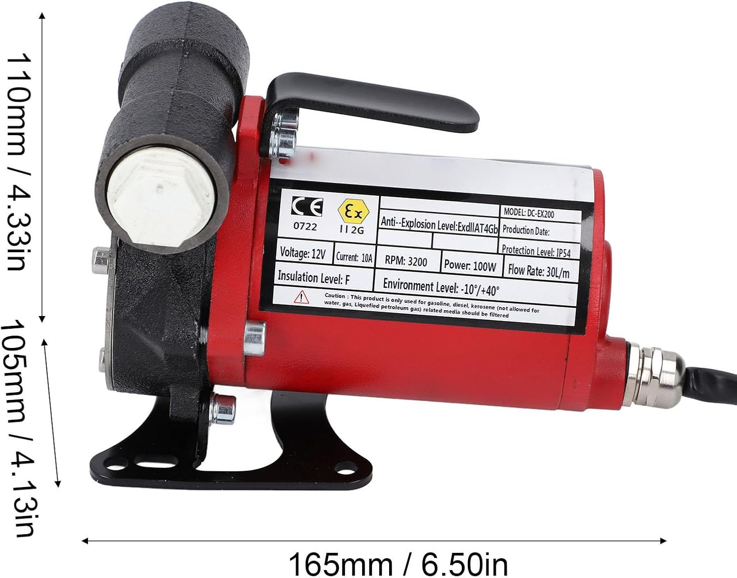 Bewinner 12V Fuel Pump - Explosion Proof Quiet Self Priming Oil Transfer Pump, 12V Gasoline Pump with Switch for Kerosene