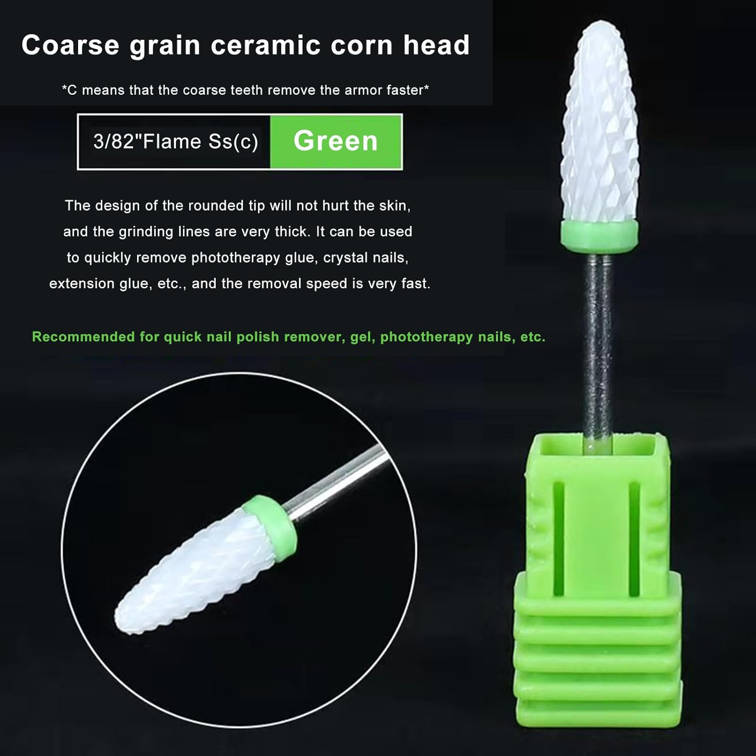 Ceramic Nail Drill Bits | Drill Bit Professional Nail, Bits for Rotary Tool Accessories, Cuticle Clean File for Nails Electric Manicure Head Replacement Device - Small Pointed Tip image number 3