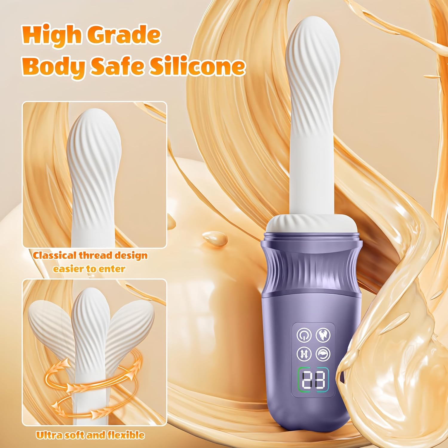 6-In-1 APP Control Automatic Sex Machine Thrusting Dildo Vibrator, Adult Sex Toys with 7 Thrusting and Vibrating Modes for G Spot Clit Anal Stimulation, BDSM Toy with Multiple Customized Operation Modes, Anal Dildo Machine Adult Toys with Heating Function, Lifelike Silicone Sexual Wellness Products with Adjustable Strong Suncton Cup, Strap on Adult Toys for Women Lesbian Couple with Elastic Band image number 5