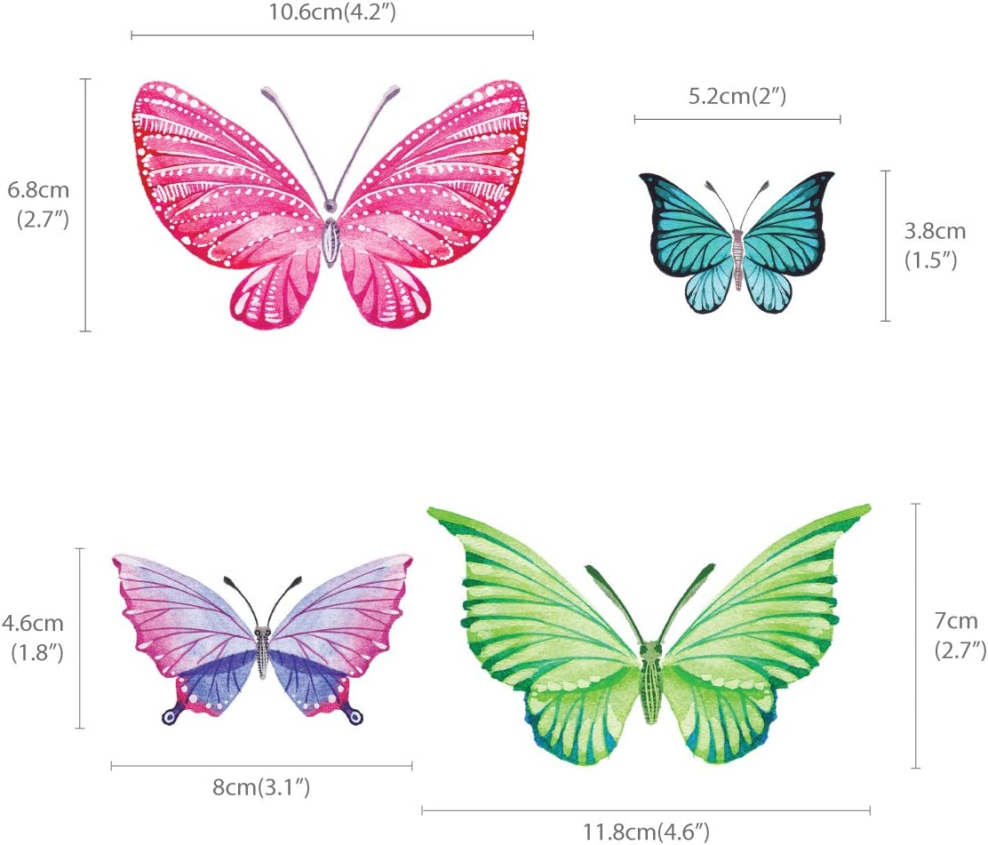 DECOWALL DS-1602 Watercolour Butterflies Kids Wall Stickers Wall Decals Peel and Stick Removable Wall Stickers for Kids Nursery Bedroom Living Room image number 2
