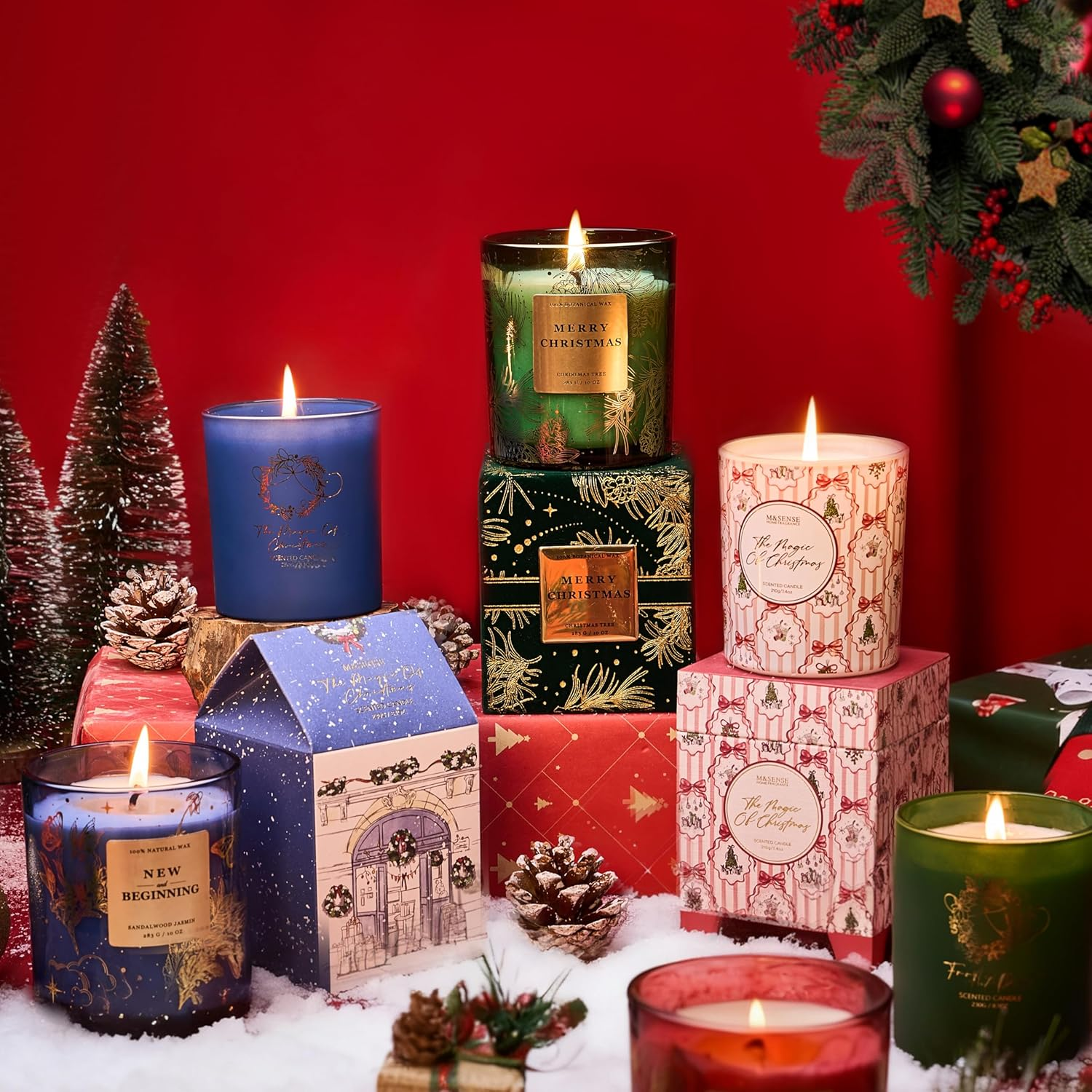 M&SENSE Christmas Holiday Candle,Authentic Gingerbread,Natural Soy Wax,7.4 Oz Soy Wax, Winter Candle Home Decor for Women and Girls image number 3