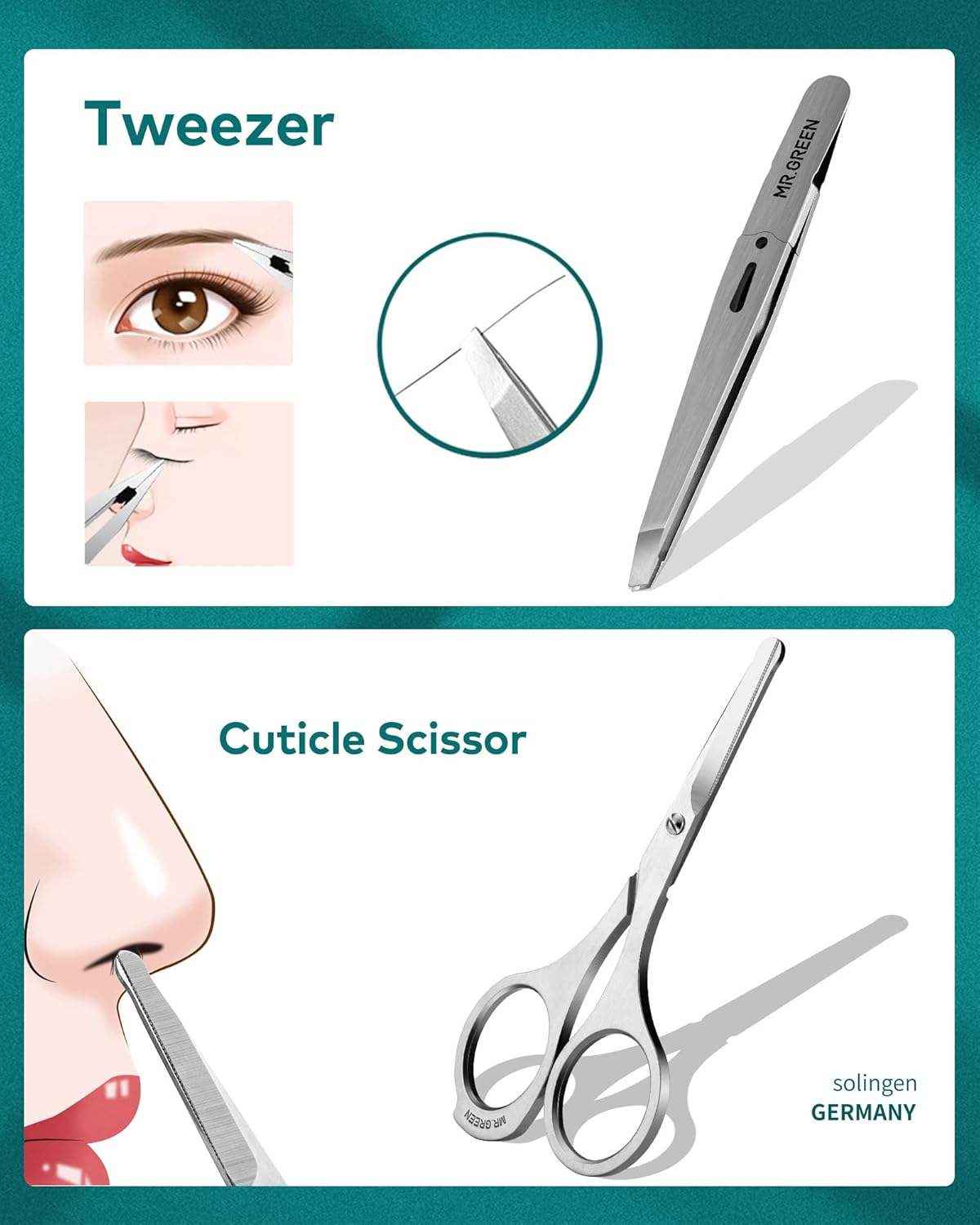 MR.GREEN Manicure Set 9 in 1,Professional Pedicure Kit,Stainless Steel Manicure Kit,Portable Travel Grooming Kit Nail Care Tools,Nail Clippers Pedicure Tools image number 2