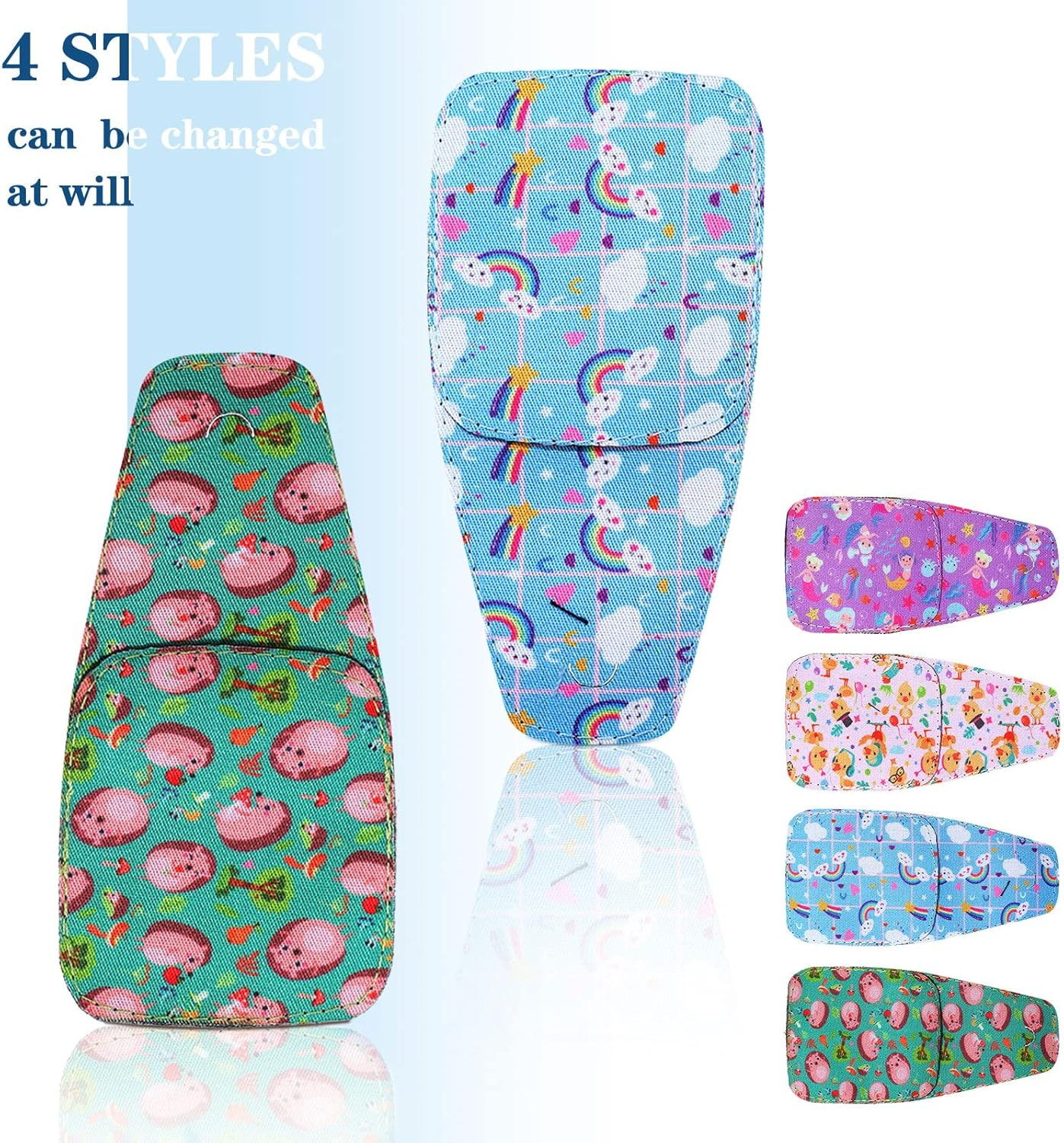 4 Pcs Eye Patches for Kids Reusable Eyepatch for Glasses to Cover Either Eye, Pink Blue Green White, 4 Styles image number 6