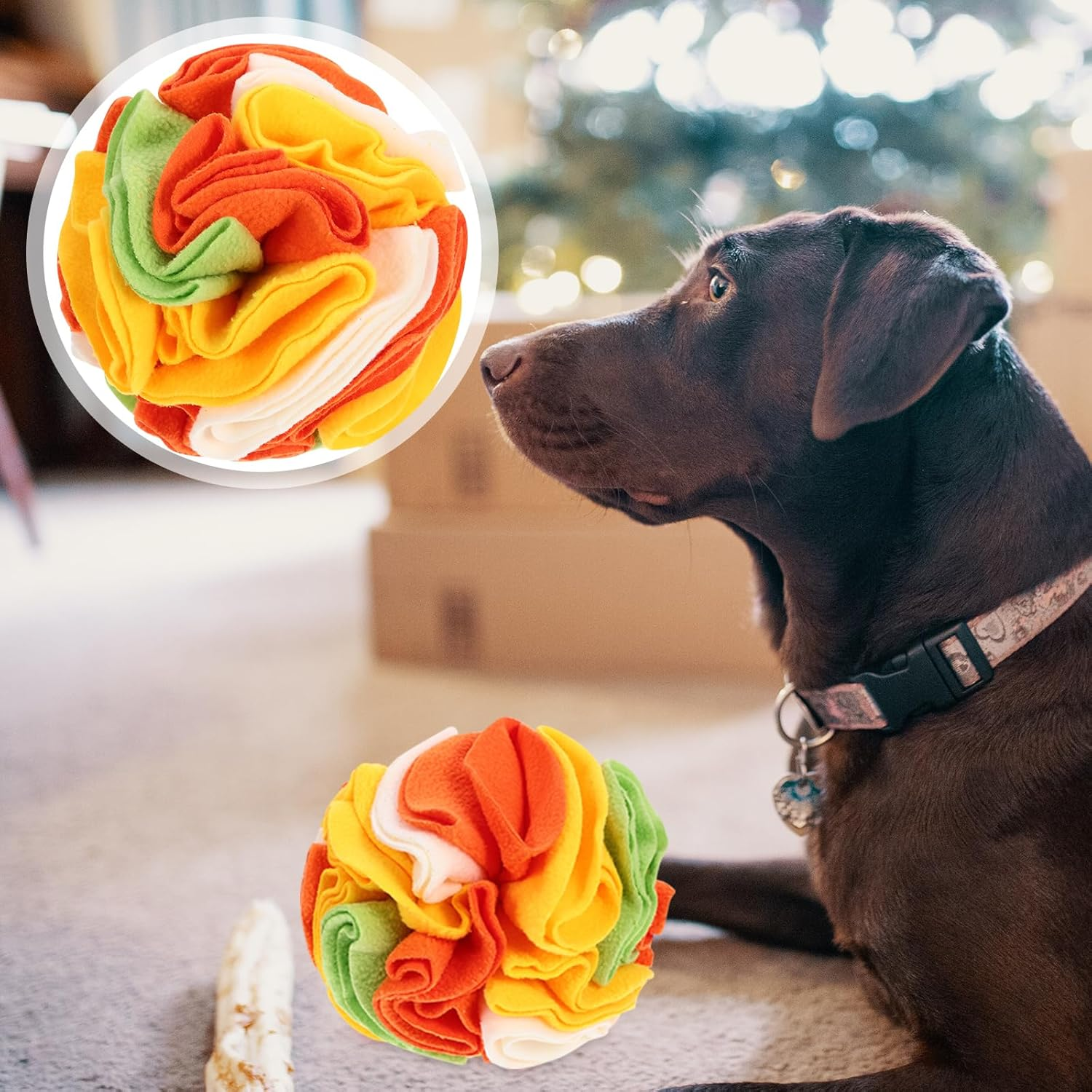 POPETPOP Interactive Dog Toys Snuffle Ball: Pet Snuffle Ball Colorful Puppy Interactive Sniffle Toy - Dog Puzzle Toys Treat Ball for Small Medium Dog Puppy Encourages Foraging Skills image number 3
