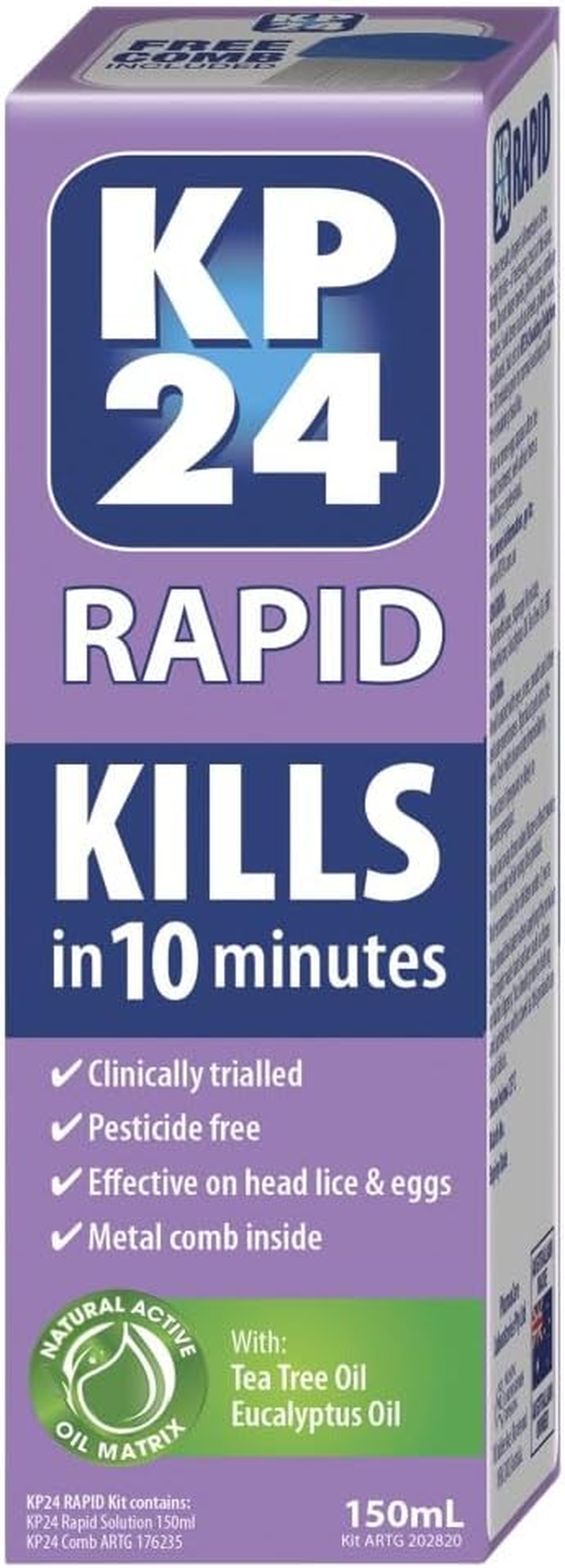 KP24 Rapid 10 Minute Head Lice Treatment Solution 150 Ml