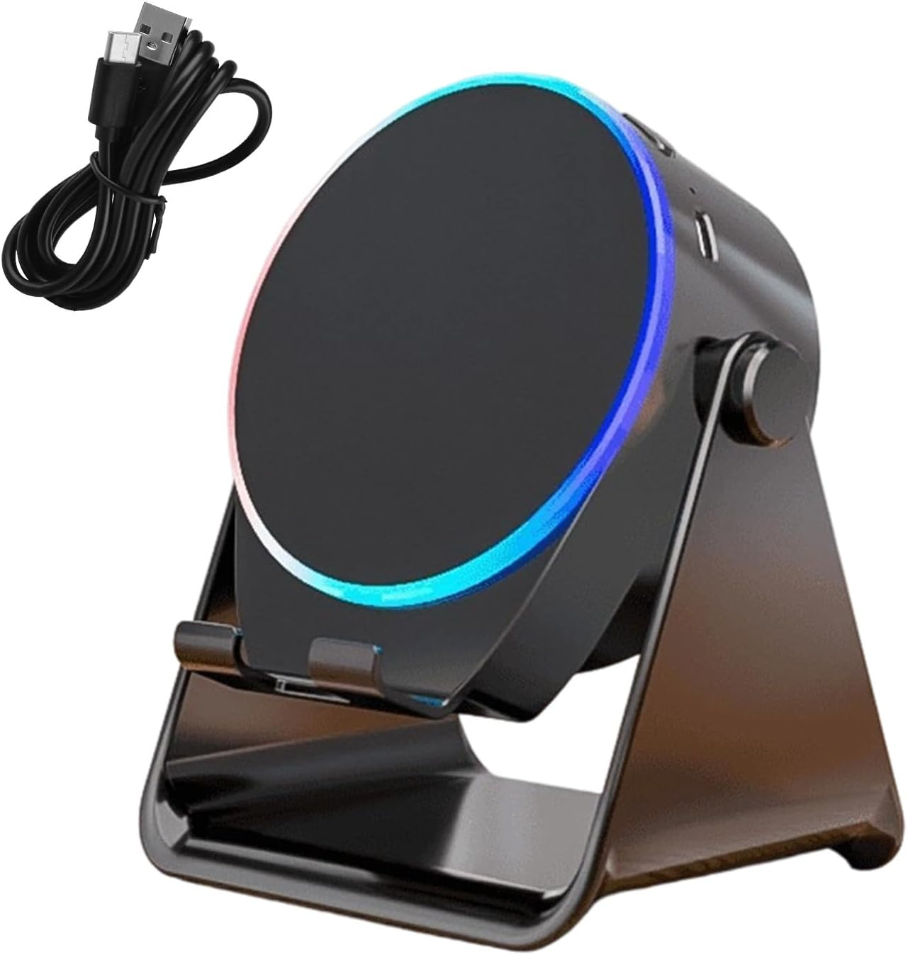 Wireless Induction Audio Speaker - Wireless Induction Amplifier Phone Stand | 360 Degree Rotate Home Speaker with Colorful Light,For Night Kitchen Bathroom Tablet